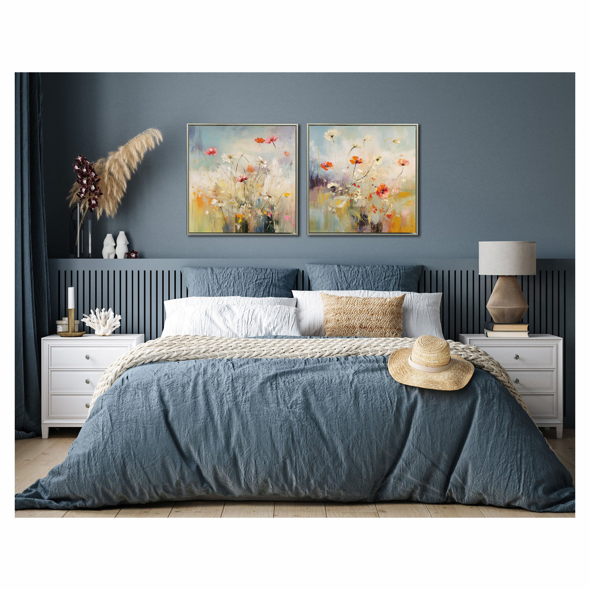 Toile avec cadre de fleurs dans la prairie II, 24" x 24" 