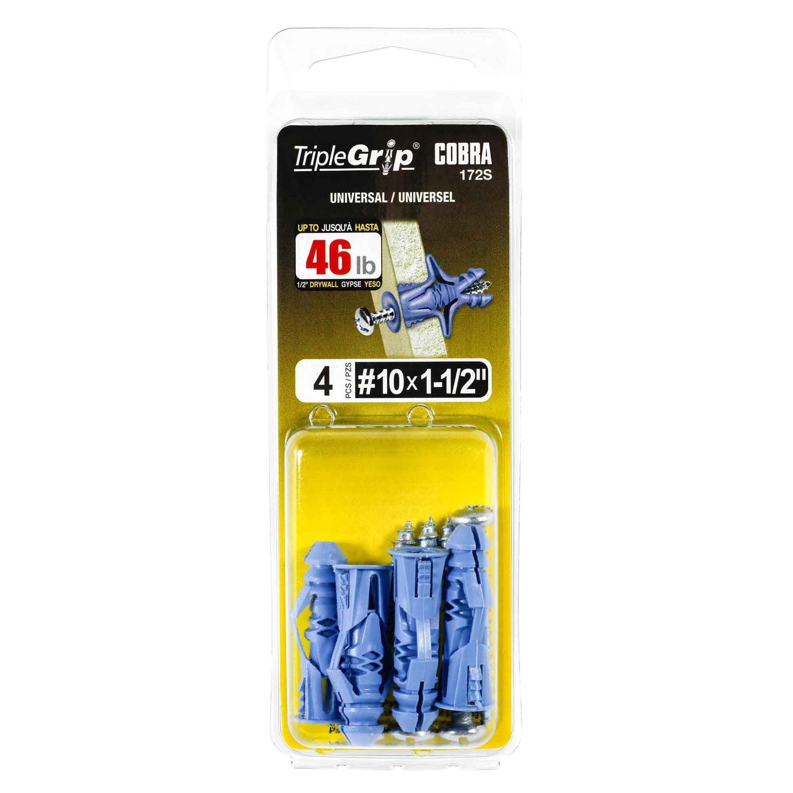 Ancrage Triple-Grip de #10 x 1-1/2", 4 unités