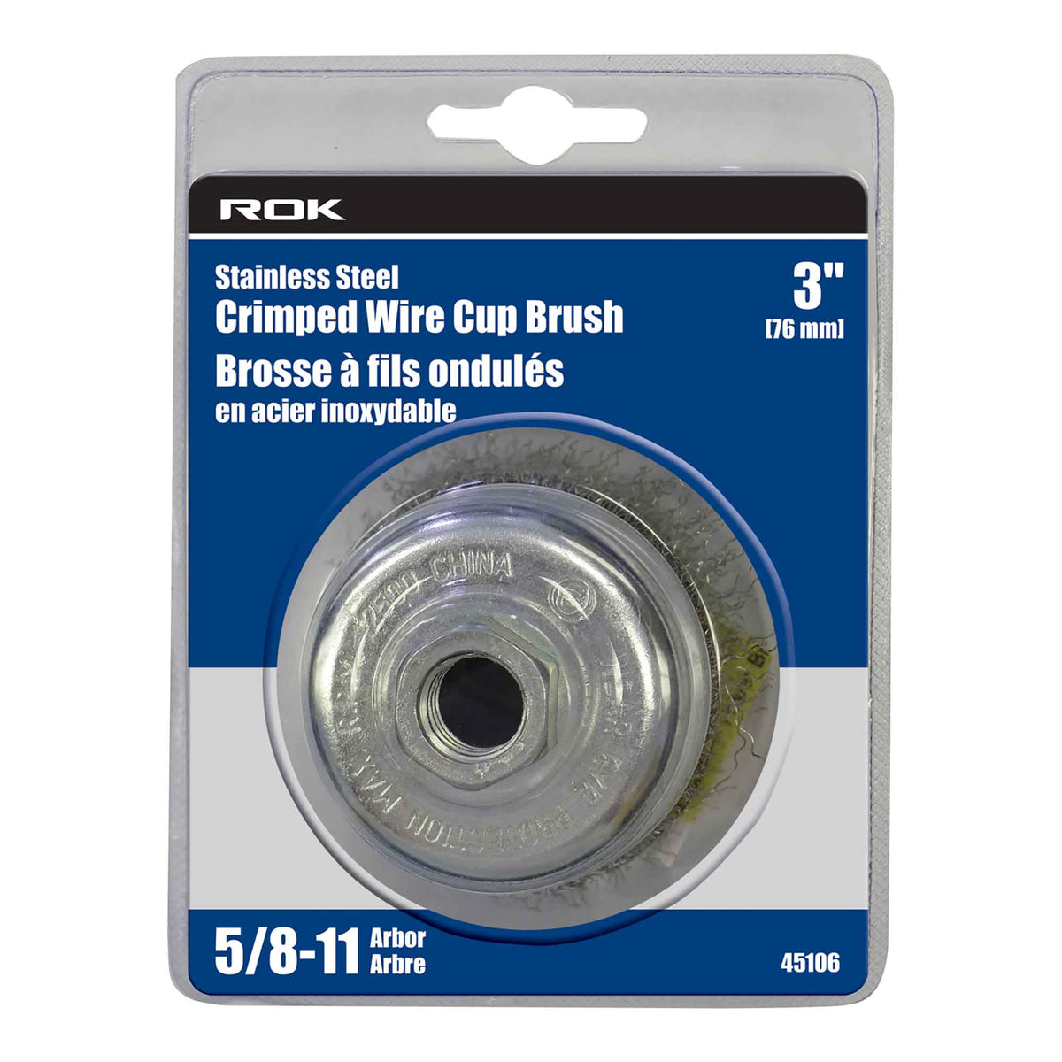Brosse coupelle à fil ondulé en acier inoxydable, 3''
