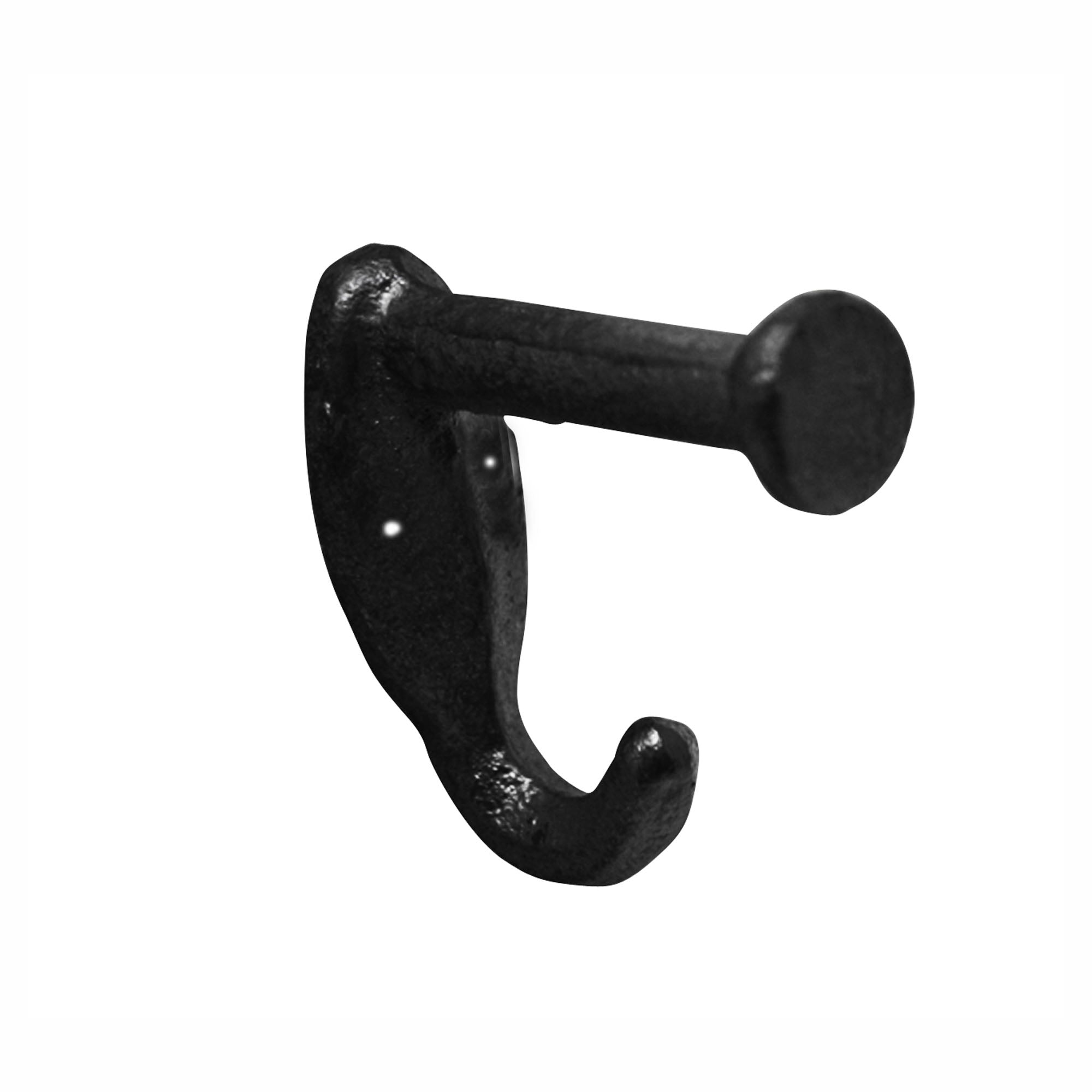 Crochet décoratif en fonte avec tête de clou, 1" x 2,4" x 2,75" (noir)