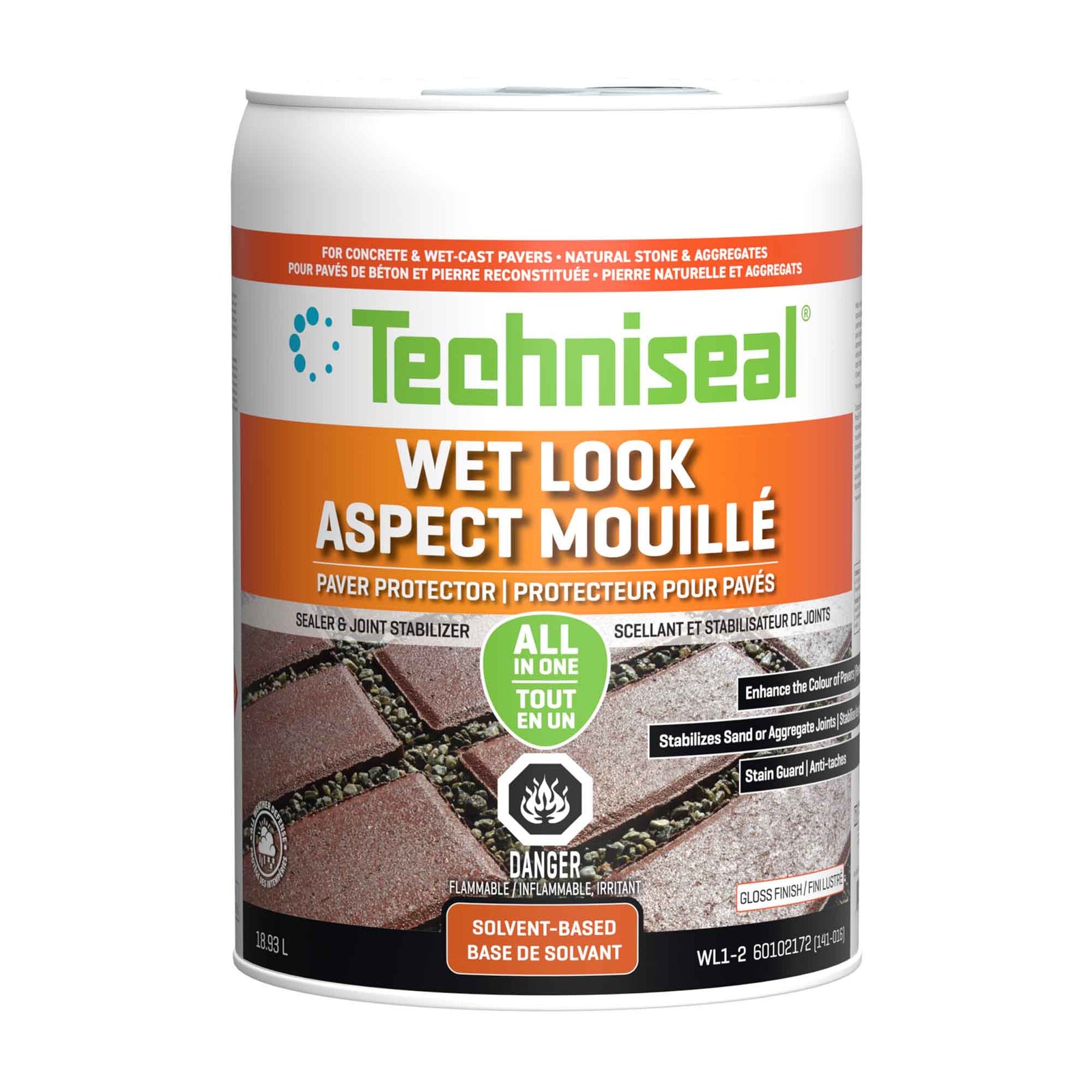 Scellant pour pavés de béton WL 1-2 à base de solvant et à aspect mouillé et lustré, 18,93 L