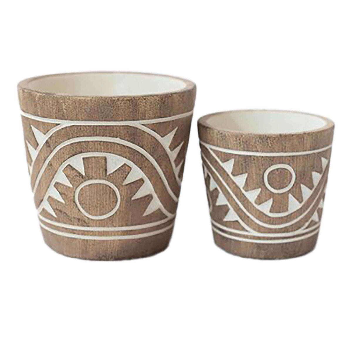 Pot en ciment à motifs aztèques, 4,25" x 4" (petit)