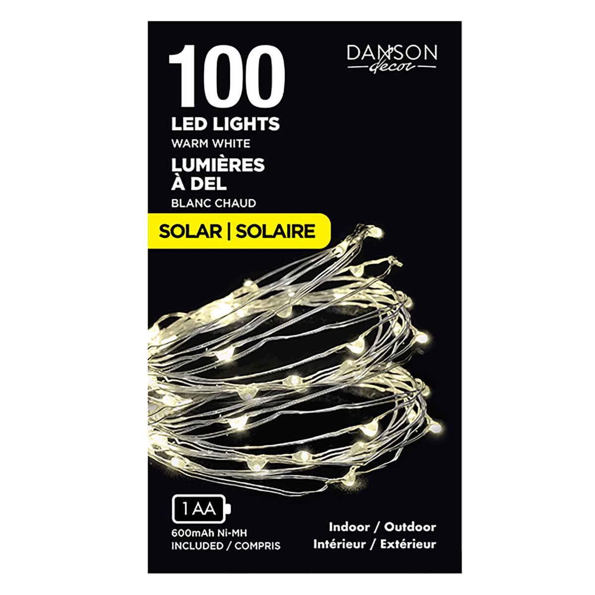 Jeu de 100 lumières solaires DEL micro blanc chaud, 6,6&#39;