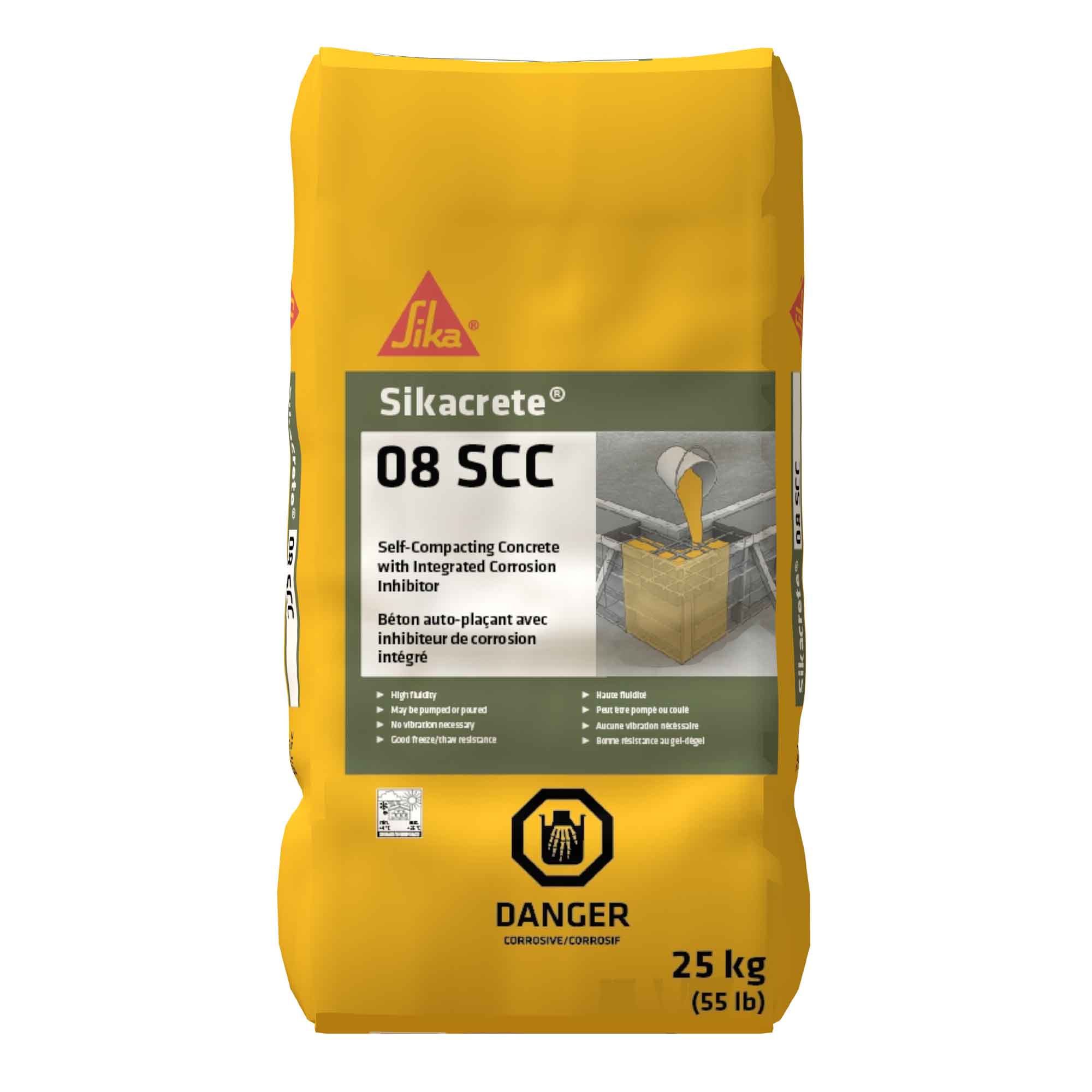 Béton auto-plaçant avec inhibiteur de corrosion intégré Sikacrete-08 SCC, 25 kg