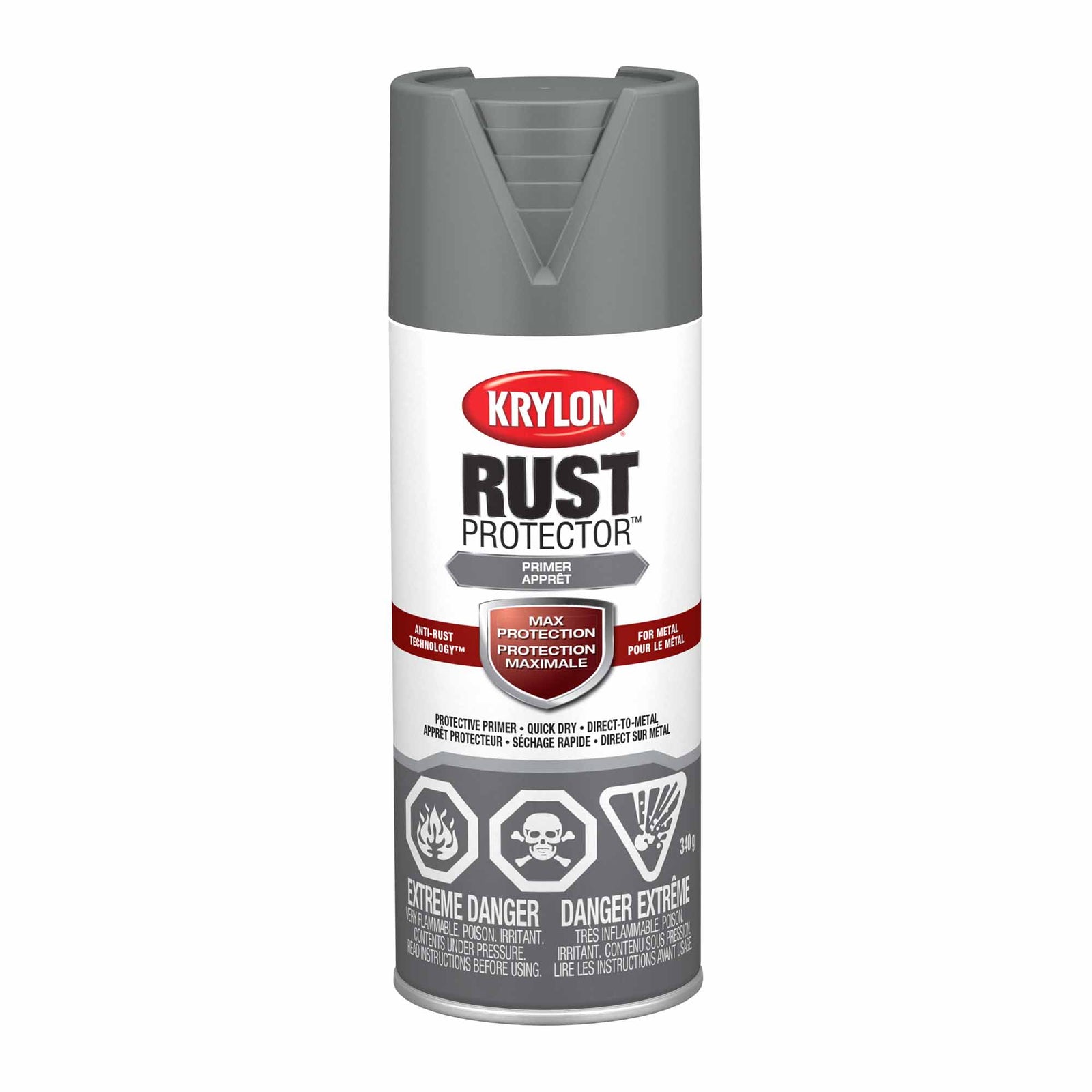 Krylon Rust Protector aérosol émail apprêt gris, 340 g