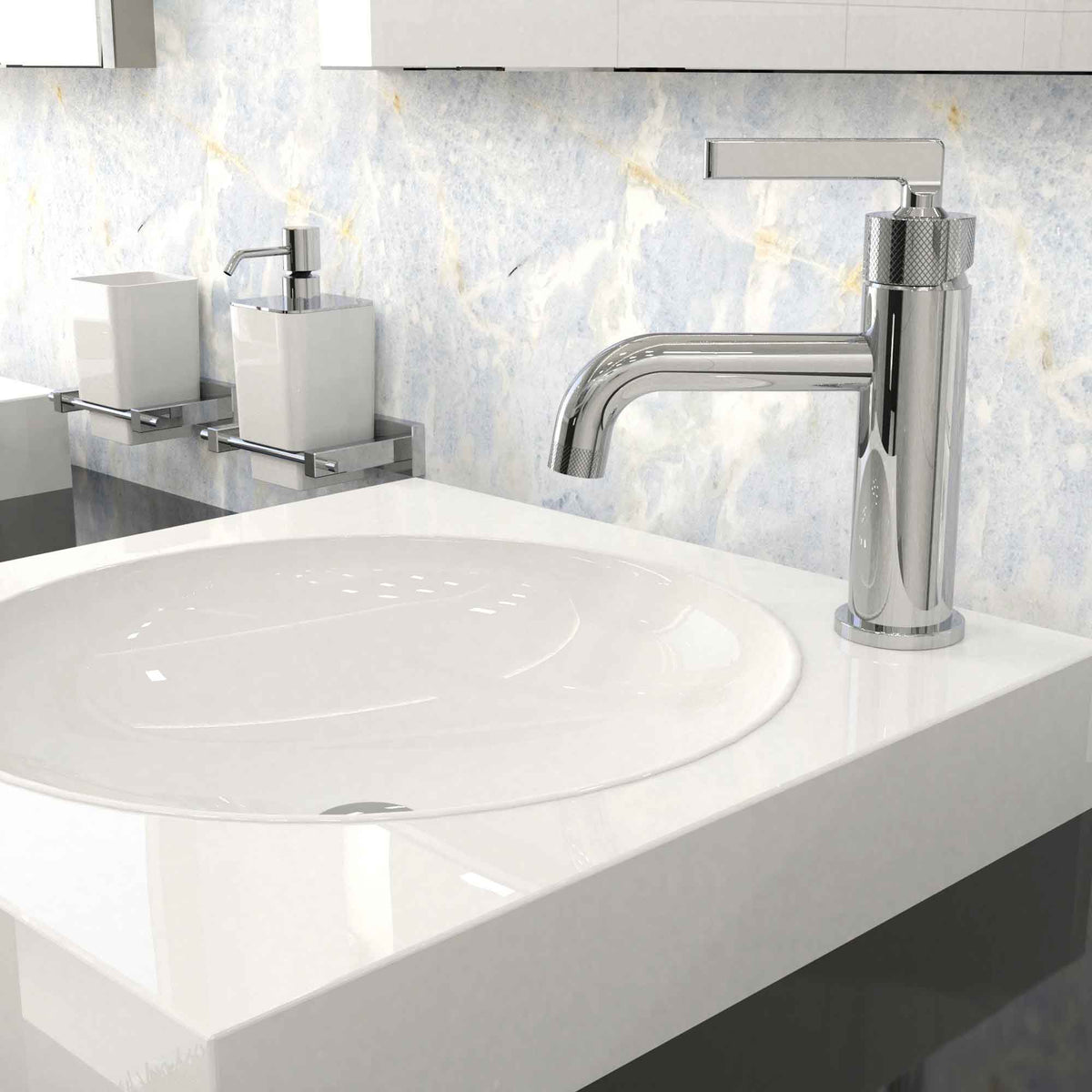 Robinet pour lavabo de salle de bain avec contrôle de volume à 1 poignée INDY, chrome