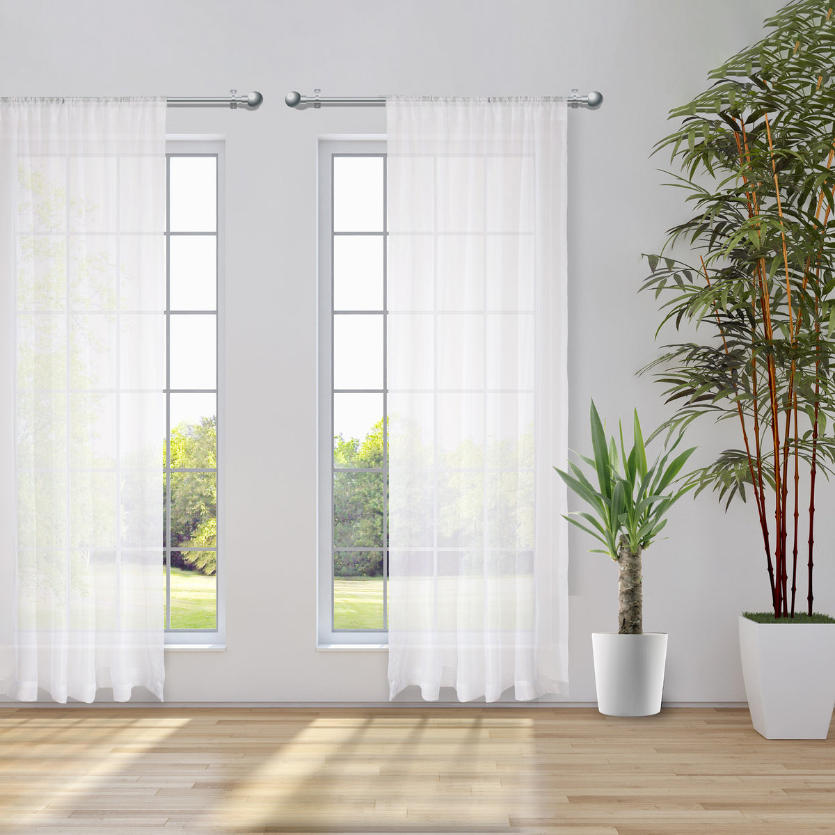 Ensemble de 2 rideaux en voilage tissé, blanc (54" x 96")