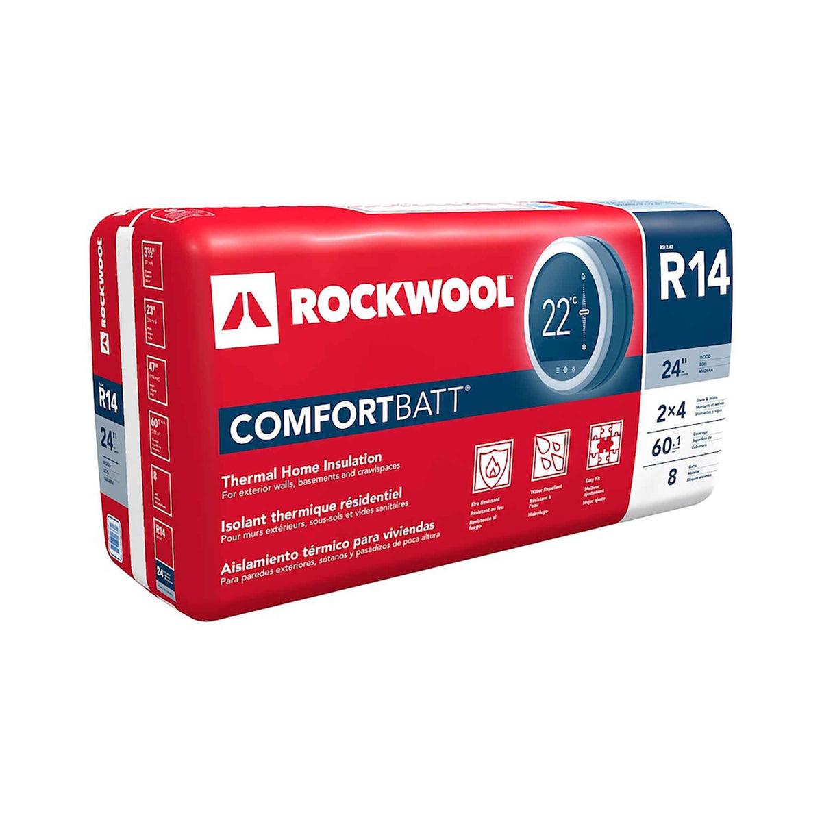 Isolant thermique résidentiel R22 Comfortbatt pour ossatures de bois, 3-1/2&quot; x 23&quot; x 47&quot; (60,1 pi²)