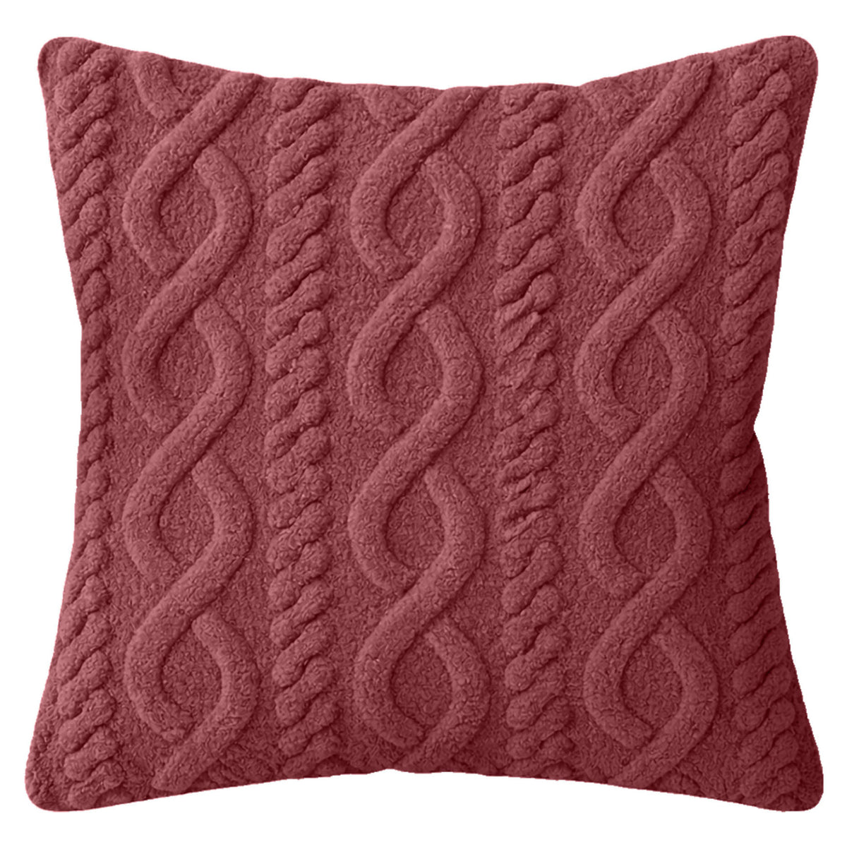 Coussin en tricot torsadé, rouge merlot (17" x 17")