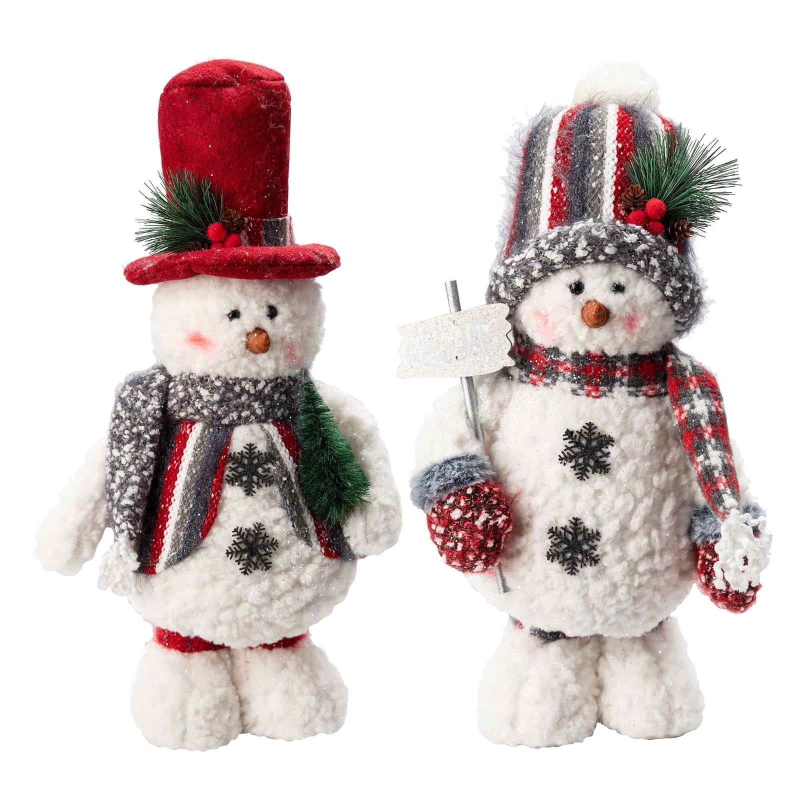 Bonhomme de Neige en peluche avec habit d'hiver, 38 cm (Choix entre 2 modèles)