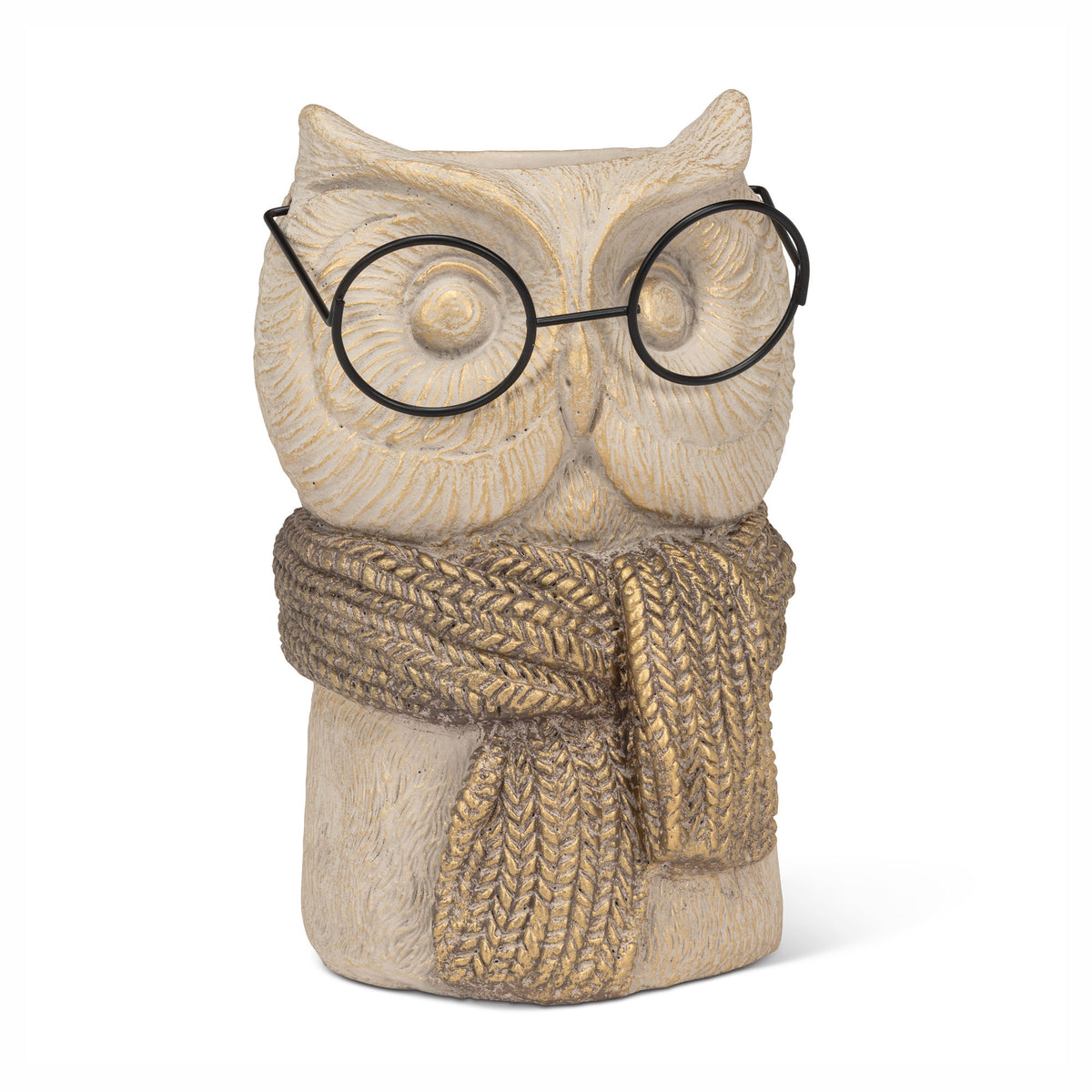 Vase hibou avec foulard et lunettes, 7-1/2"