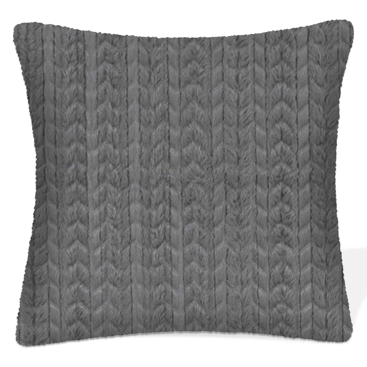 Coussin moelleux tricoté de 17&quot; x 17&quot;, gris