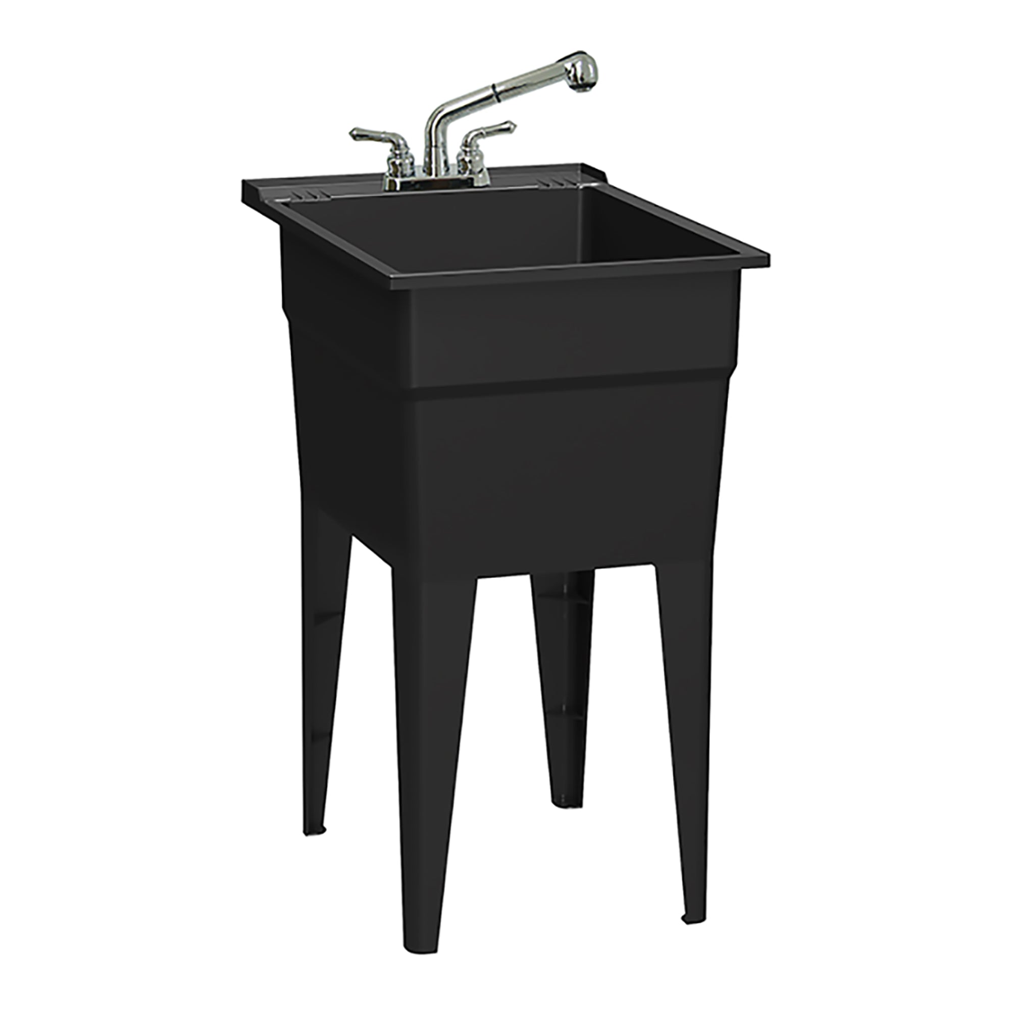 Cuve de lavage ultrarobuste Classic de 18'' avec robinet, noir (71 L)