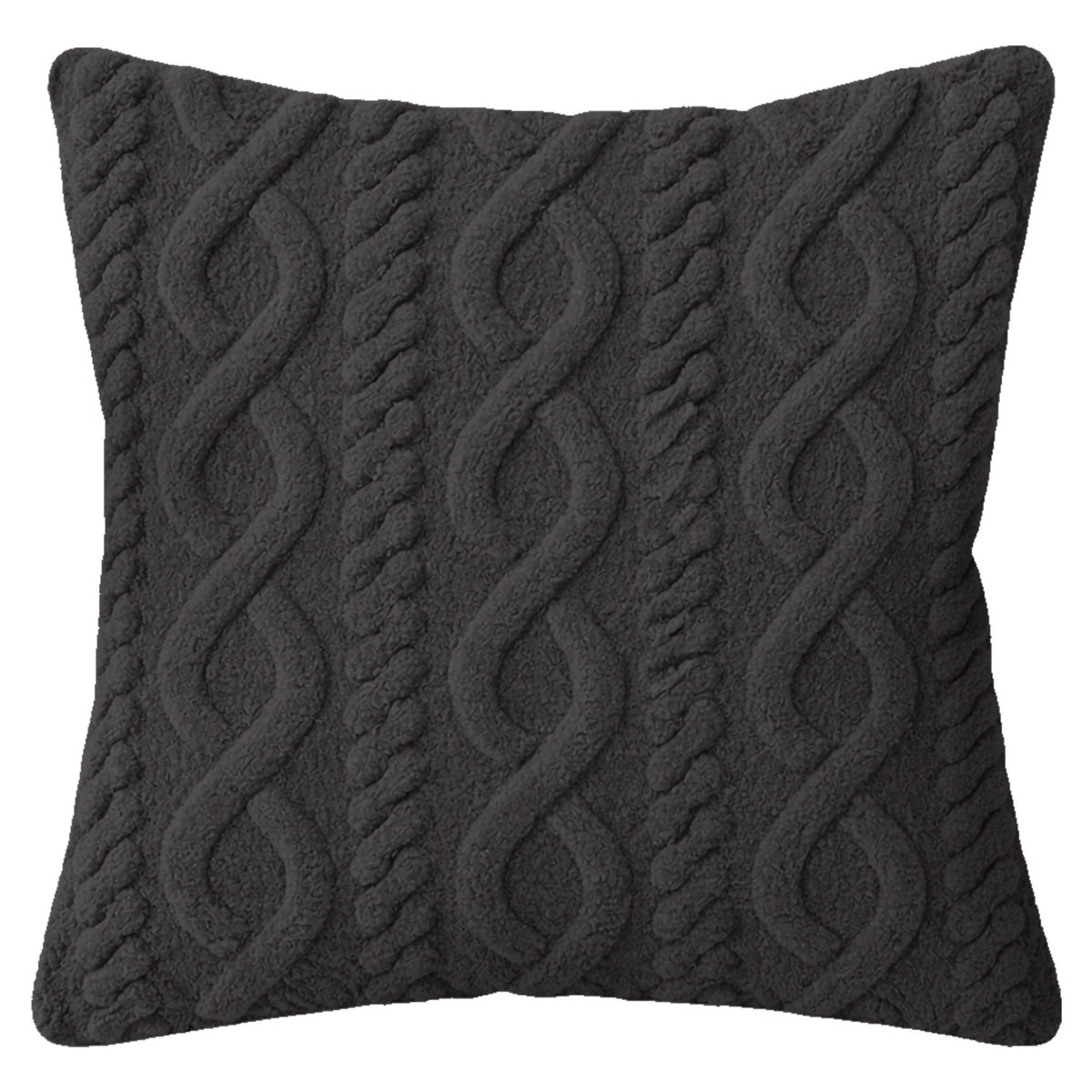 Coussin en tricot torsadé, noir (17" x 17")