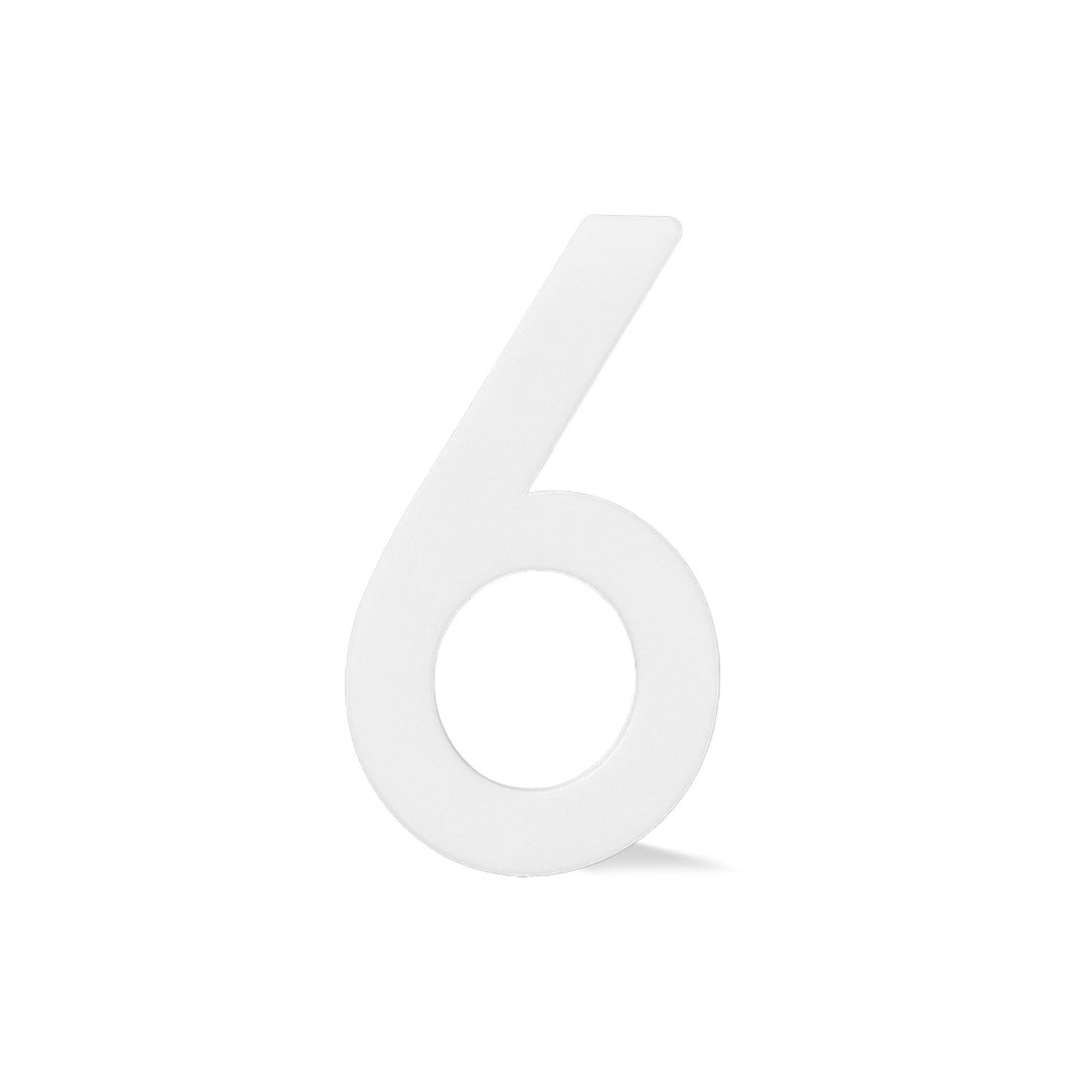Chiffre autocollant de 4’’en plexiglas, #6 (blanc)