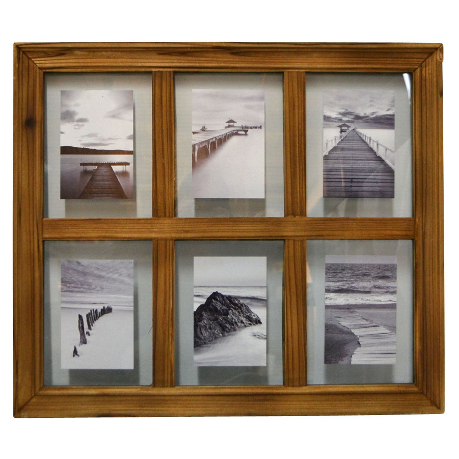 Cadre en bois pour 6 photos, 23,22" x 20,07" x 1,18"