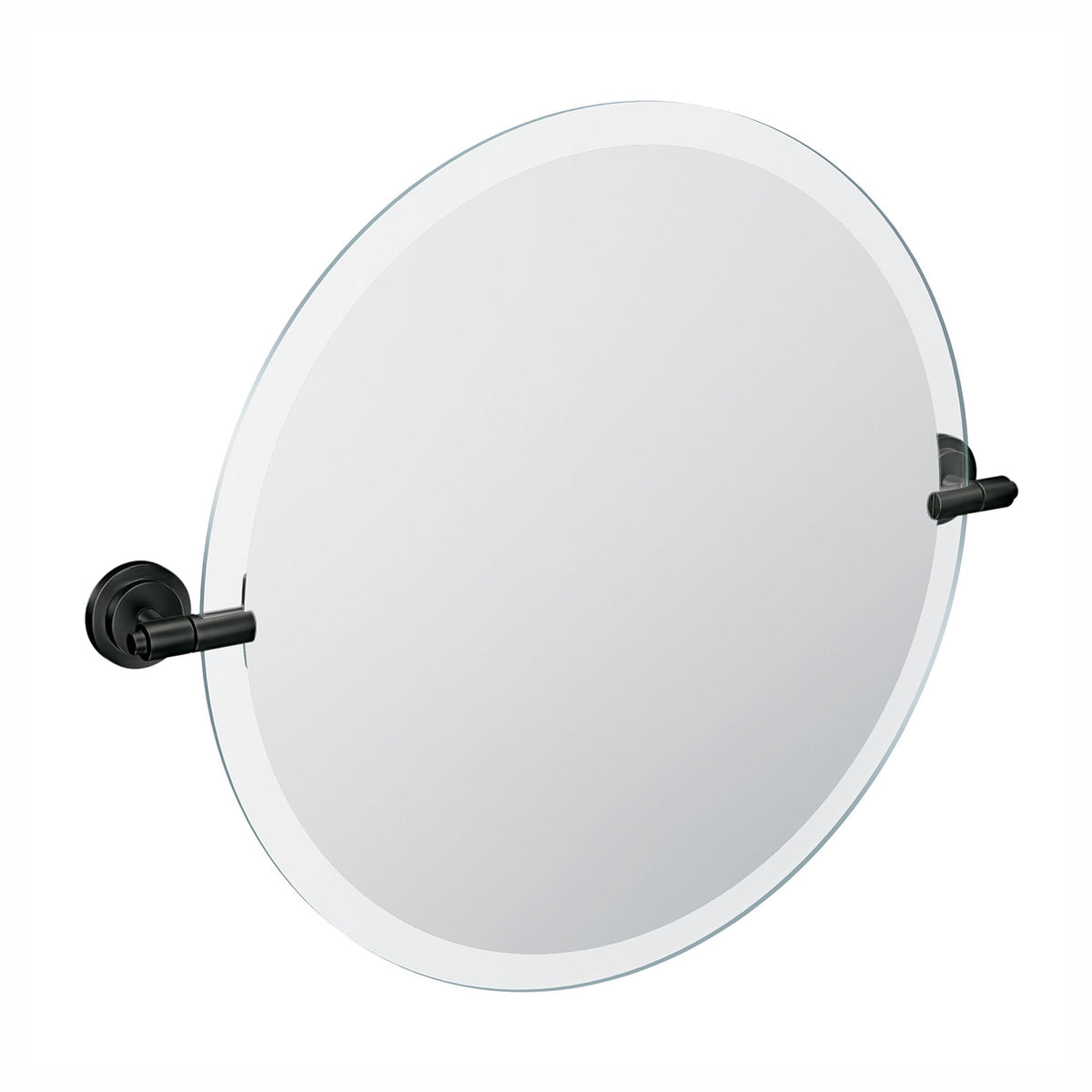 Miroir de salle de bain rond Iso, noir mat