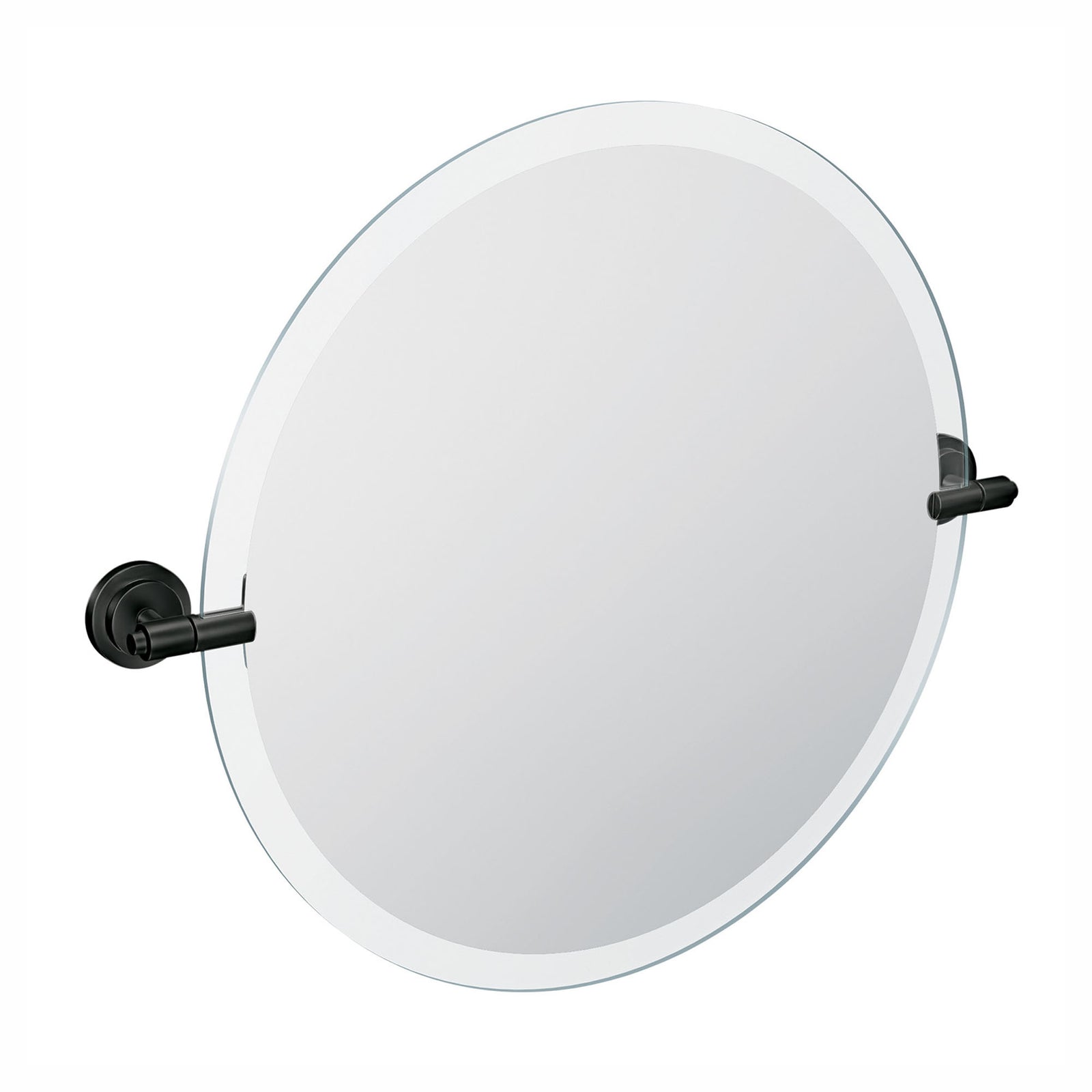 Miroir de salle de bain rond Iso, noir mat