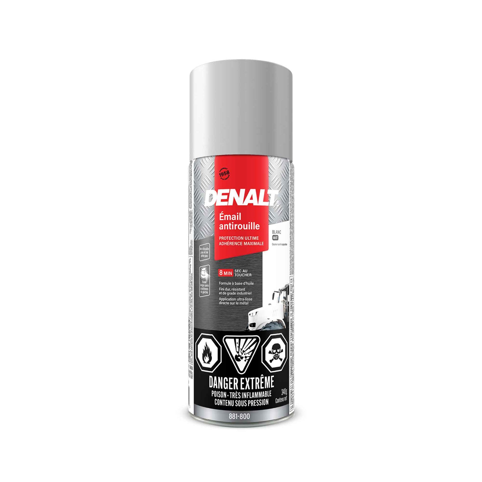 Émail antirouille en aérosol à base d’huile, 340 g (blanc mat)