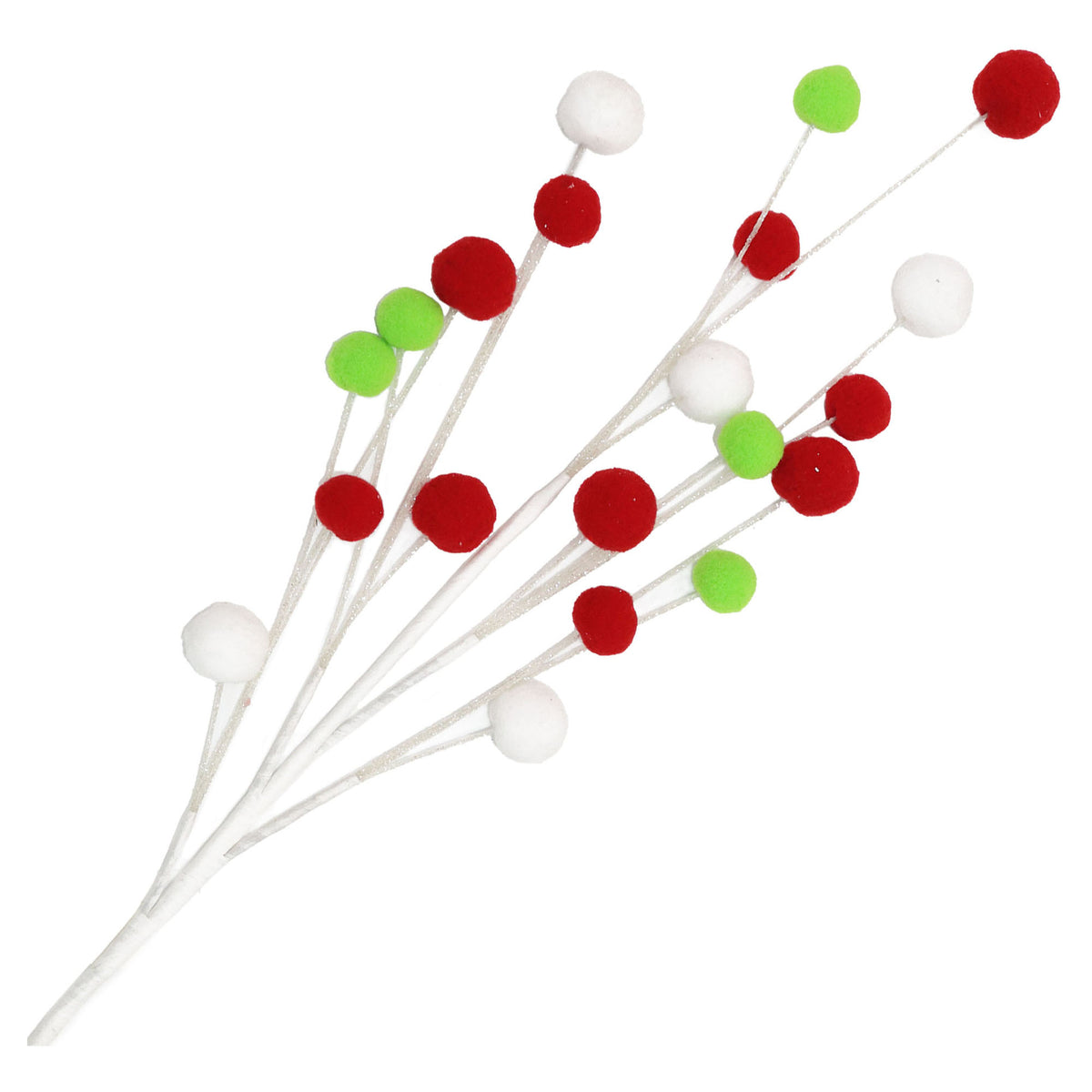 Ornement de branche avec boules en laine tricolore, 28-1/2"