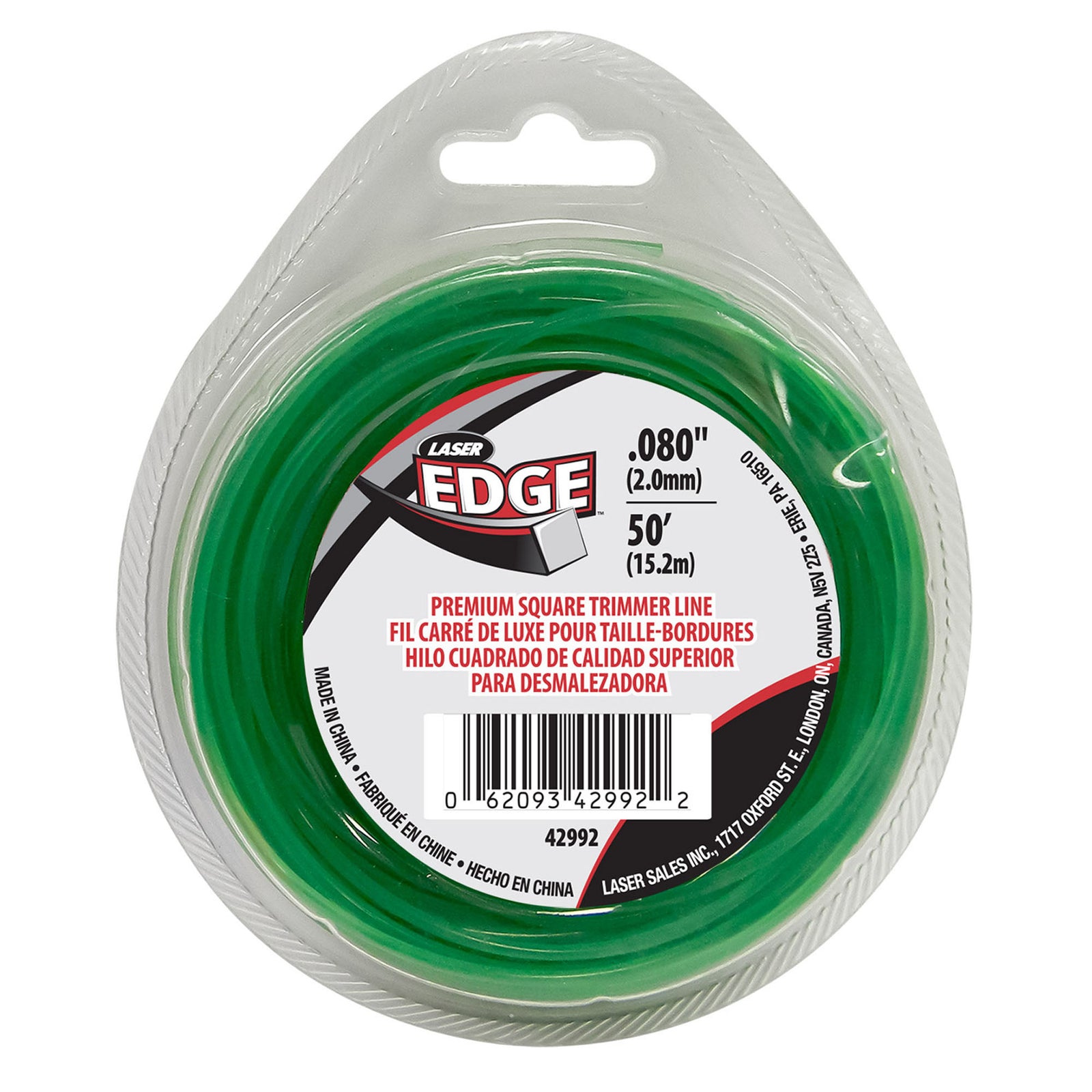 Fil carré pour coupe-bordure, 0,080'' x 50' (vert)