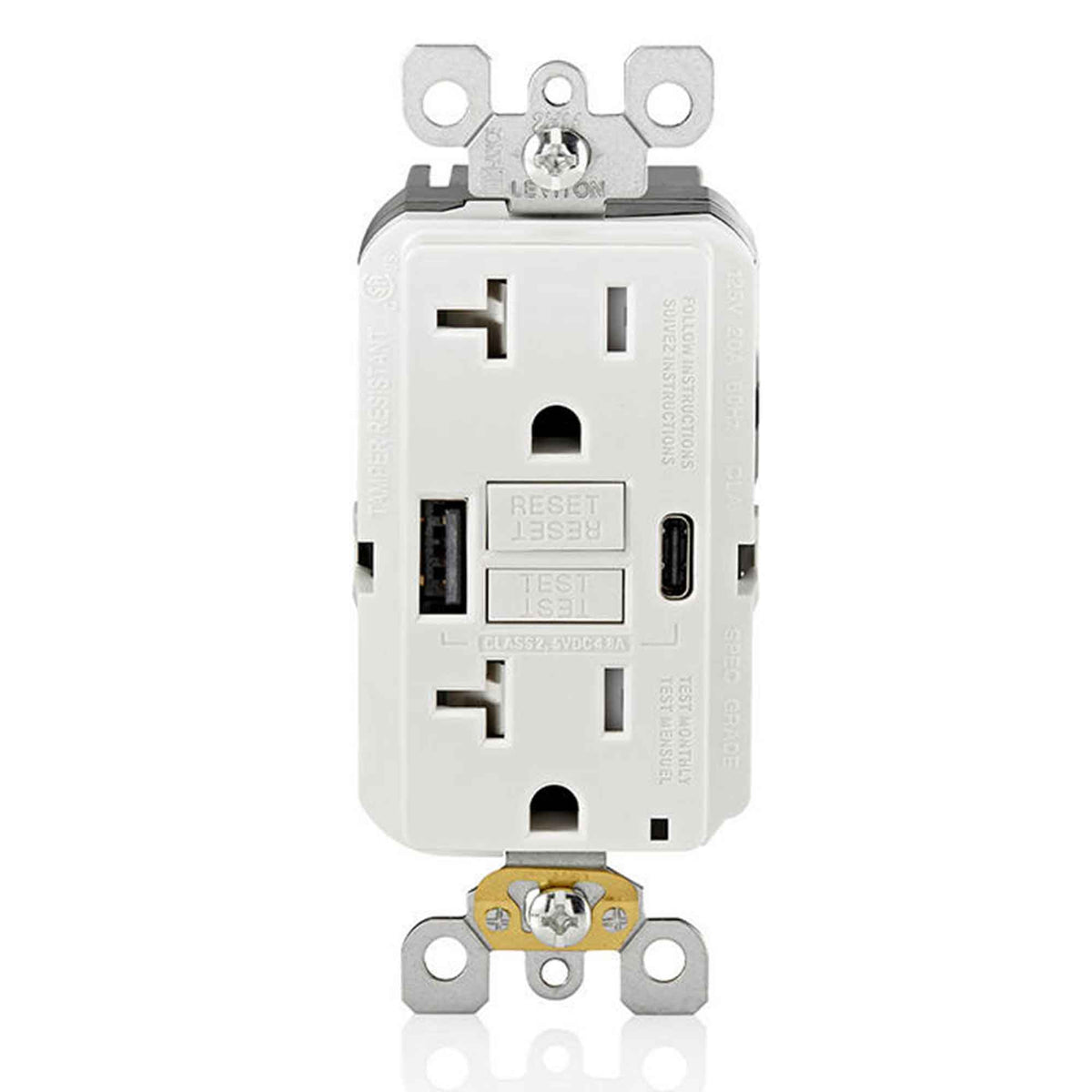 Prise double pour un DDFT avec chargeur USB de 20 A, blanc