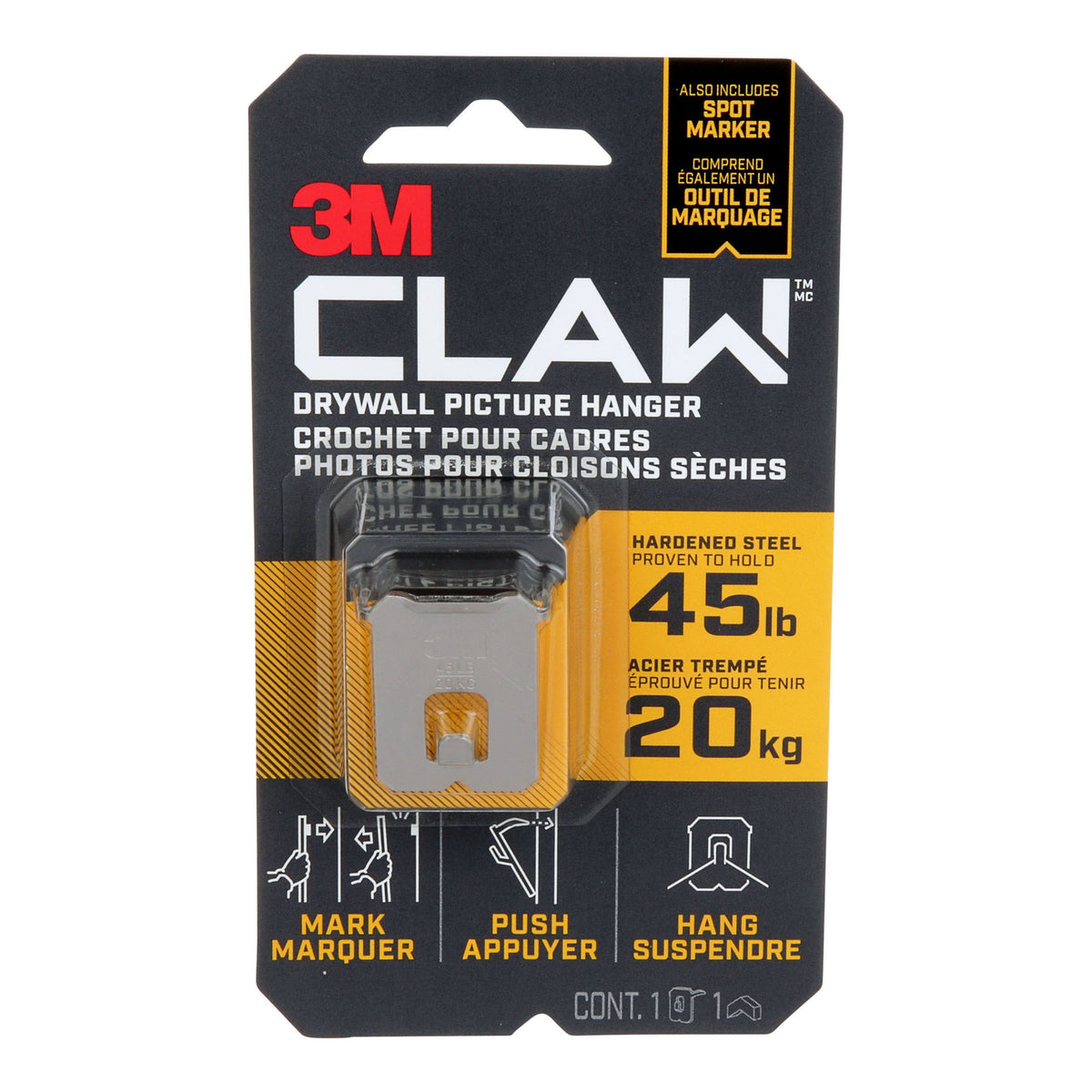 Crochet CLAW pour cadres pour cloisons sèches, 20 kg