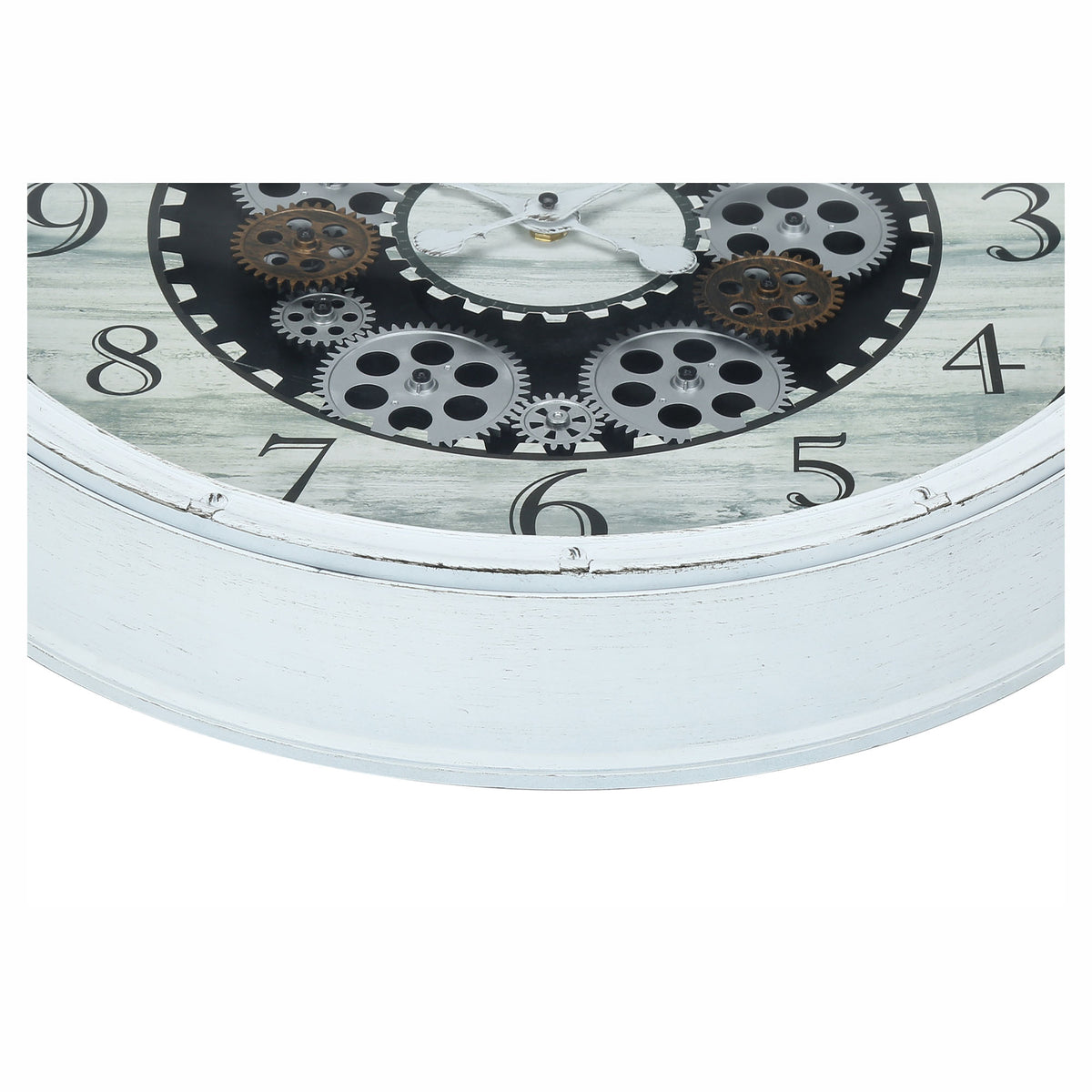 Horloge murale ronde avec mécanisme à engrenages, 20" (blanc antique)