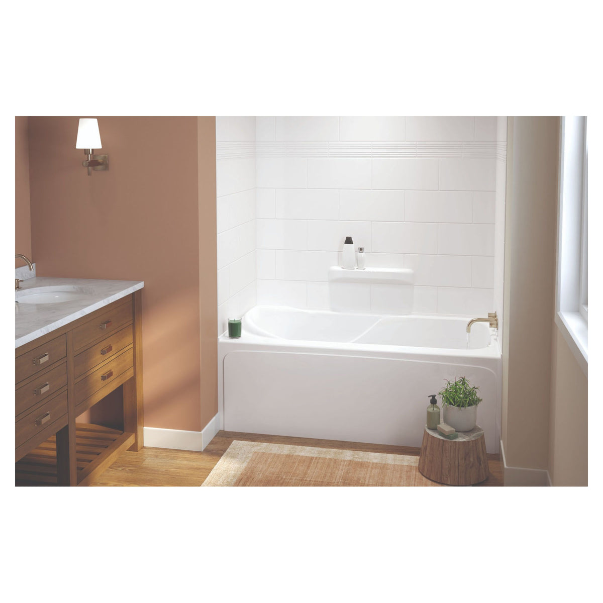 Baignoire à dossier arrondi et avec jupe Miranda, 60'' x 32'' (drain à droit)