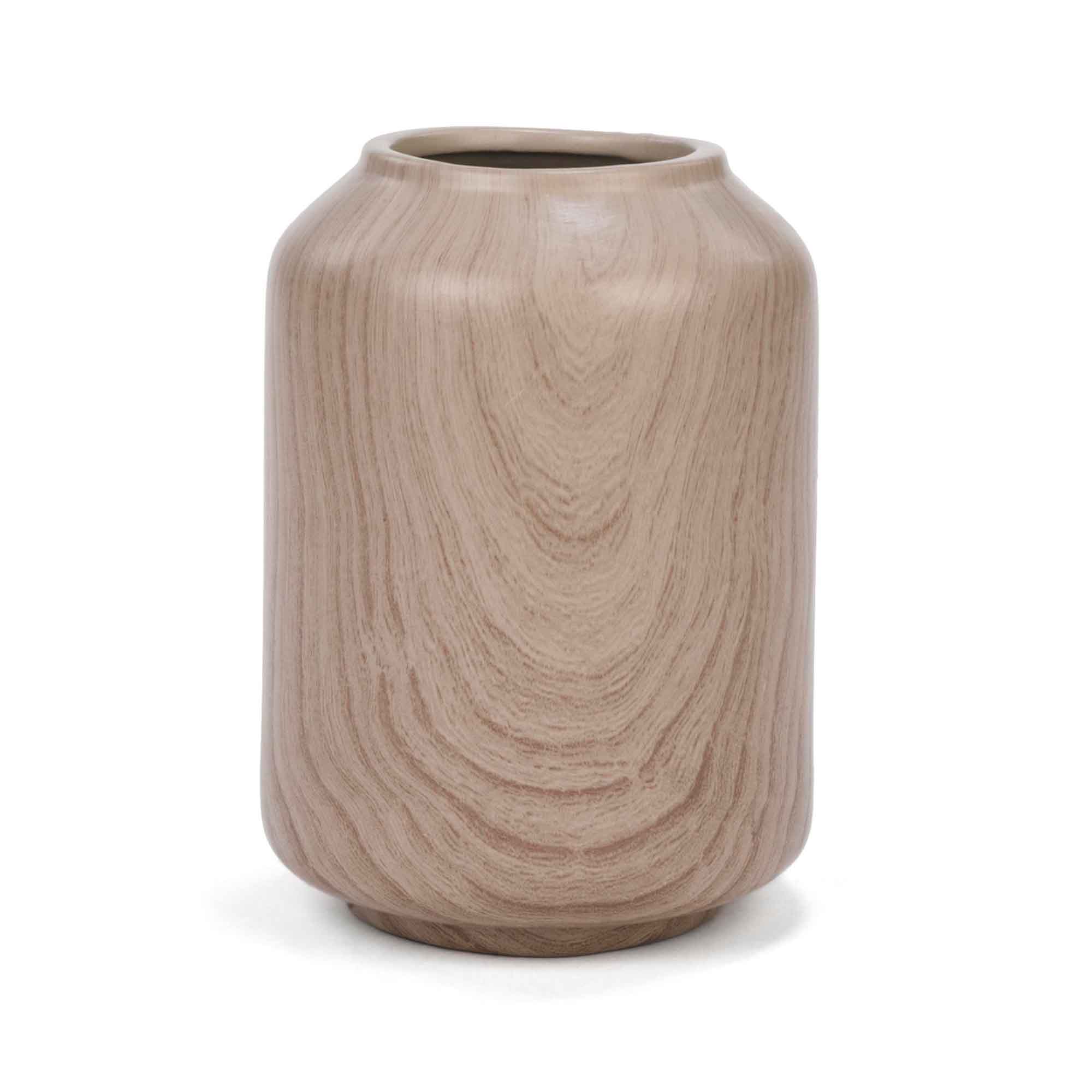 Vase en céramique à aspect de bois, 4-1/2" x 6"