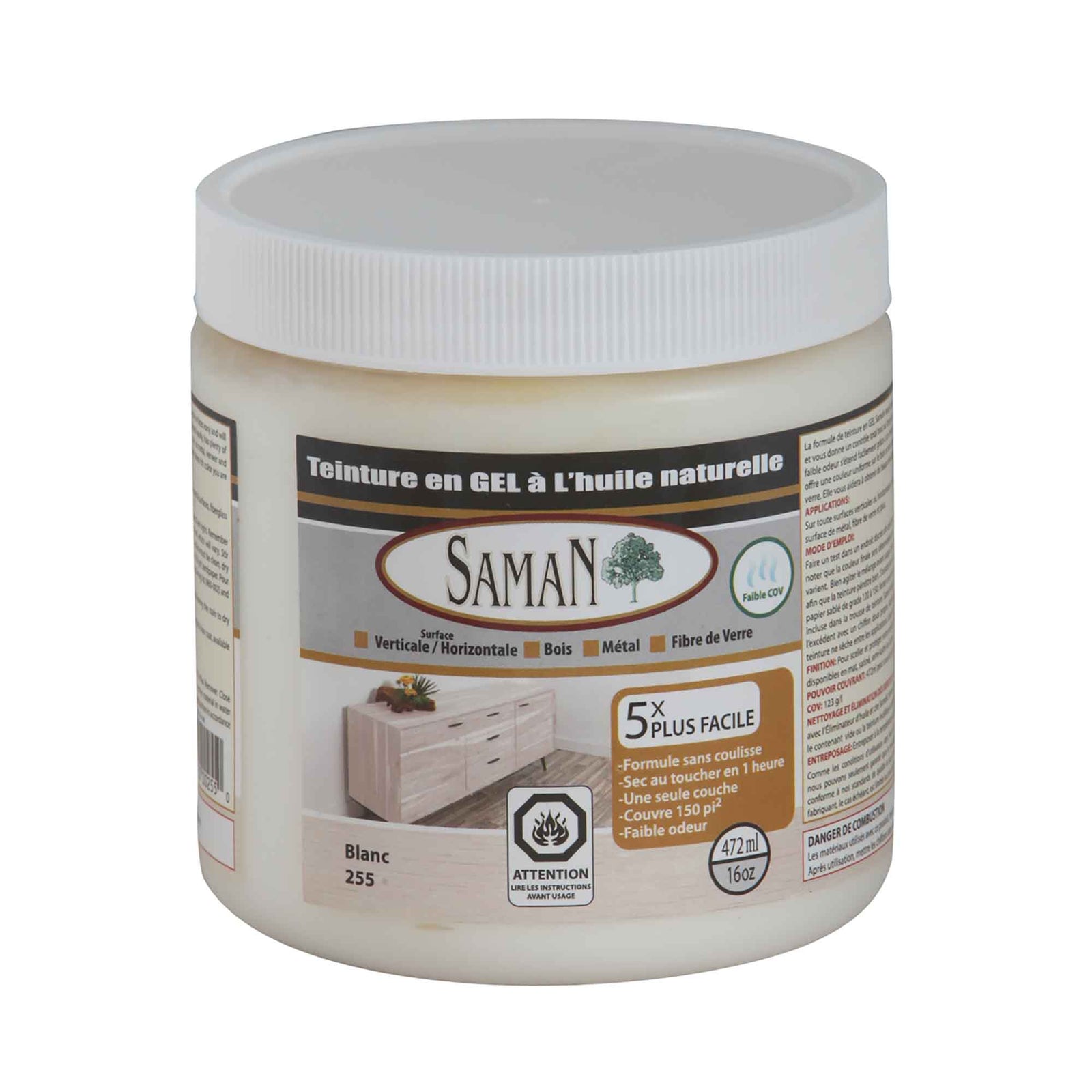 Teinture en gel à l'huile naturelle Blanc, 472 ml                