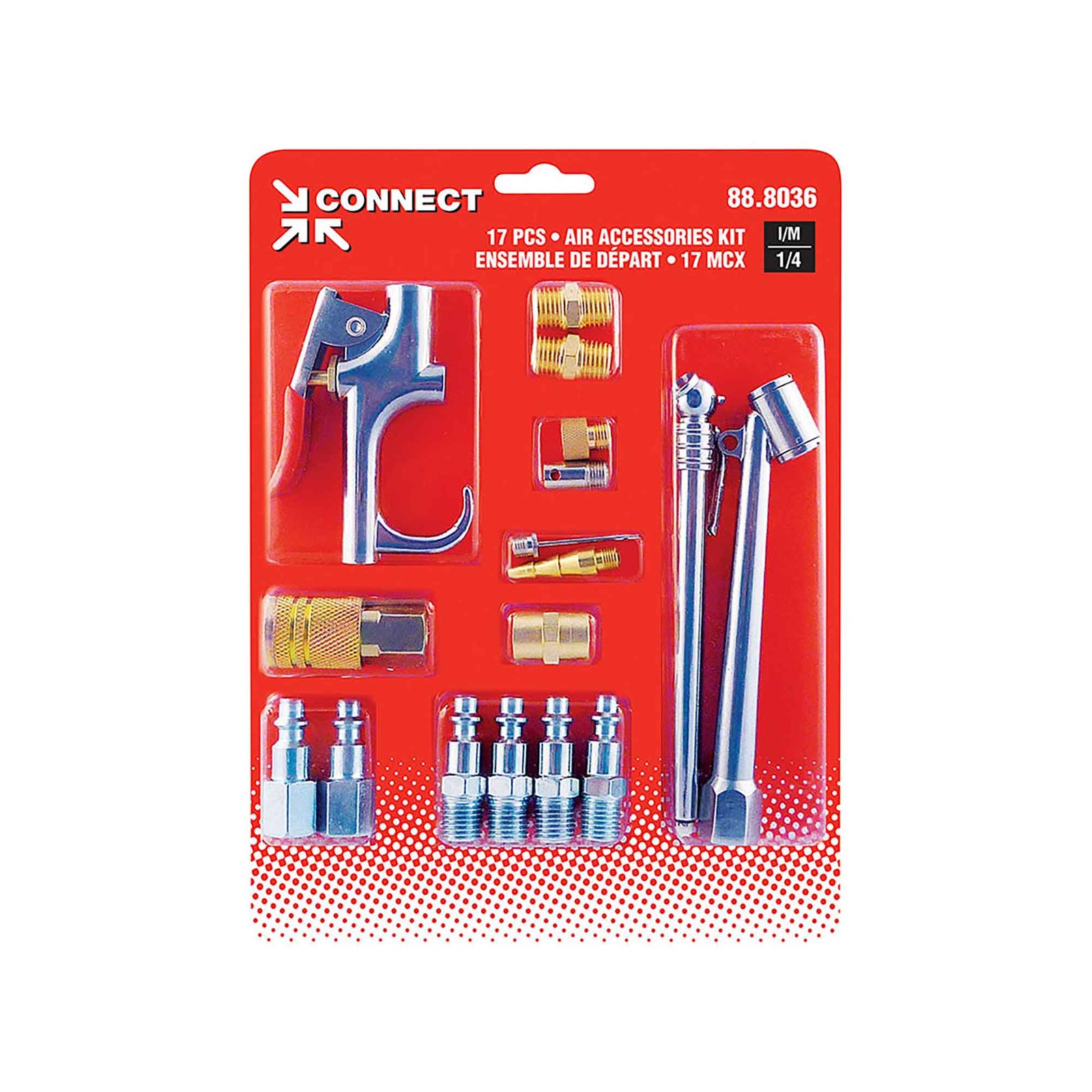 Kit de soufflette avec accessoires à air, 1/4 industriel (17 pièces)