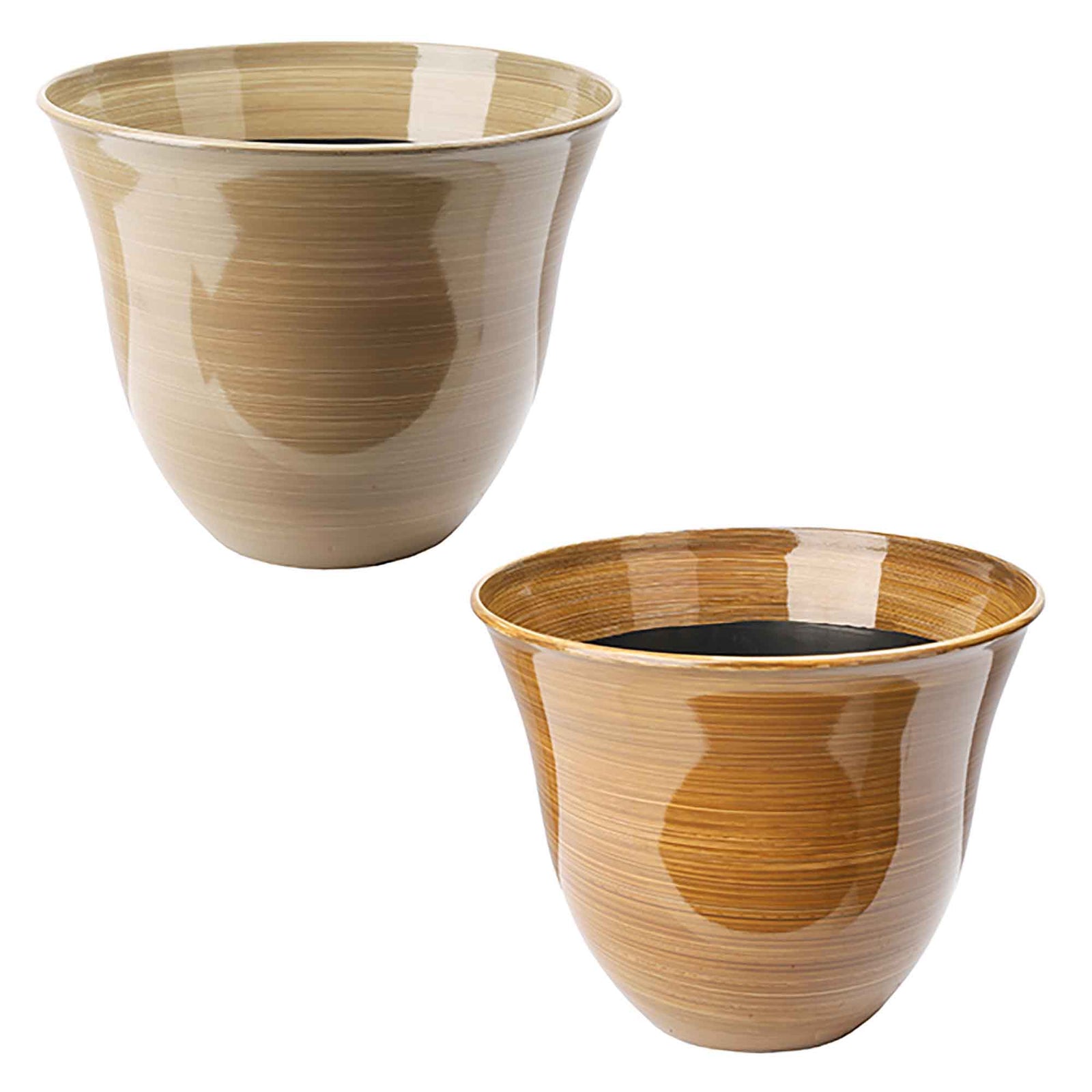 Pot rond à finition de bois émaillé, 13'' x  10,25'' (choix entre 2 couleurs)