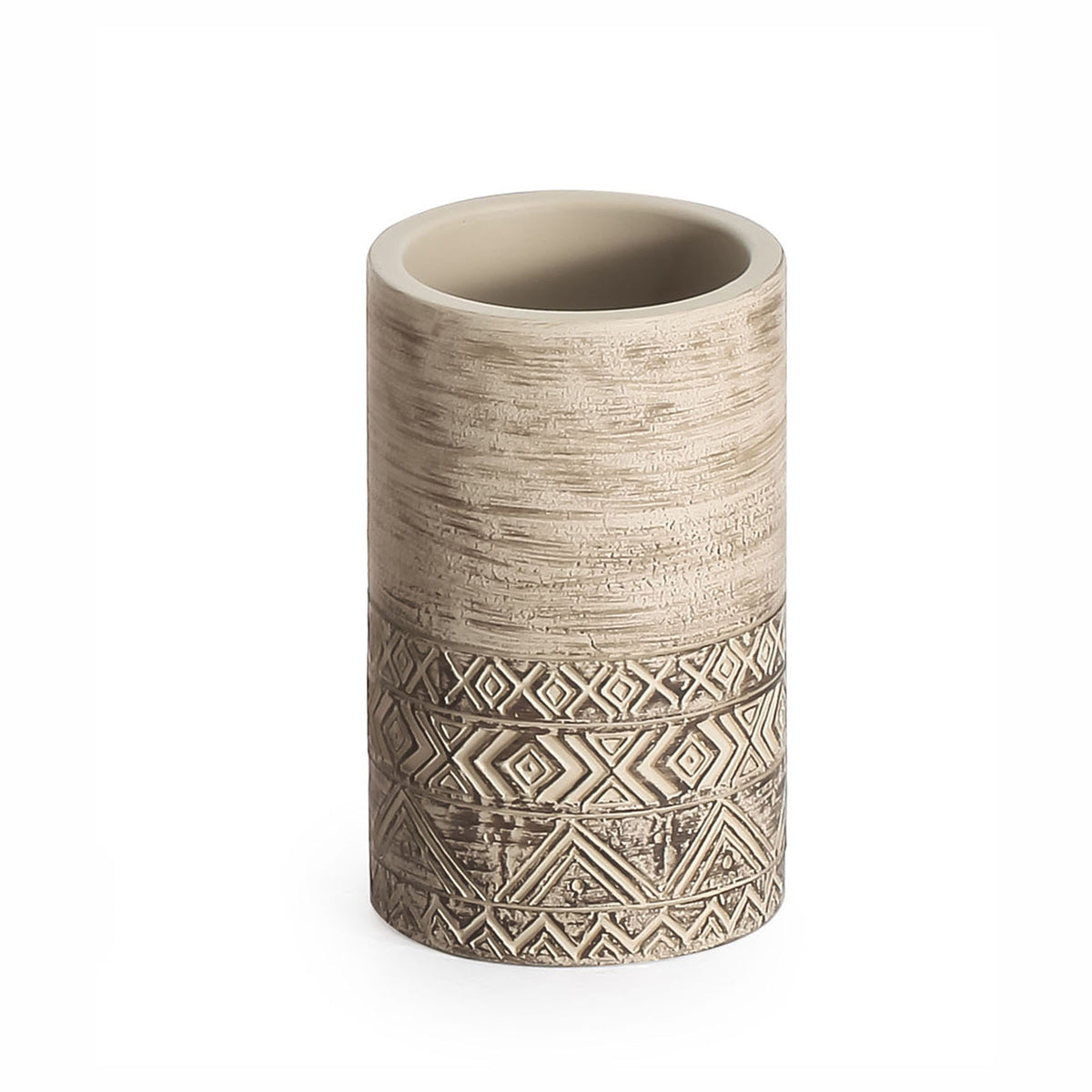 Verre pour salle de bain en polyrésine, beige et marron