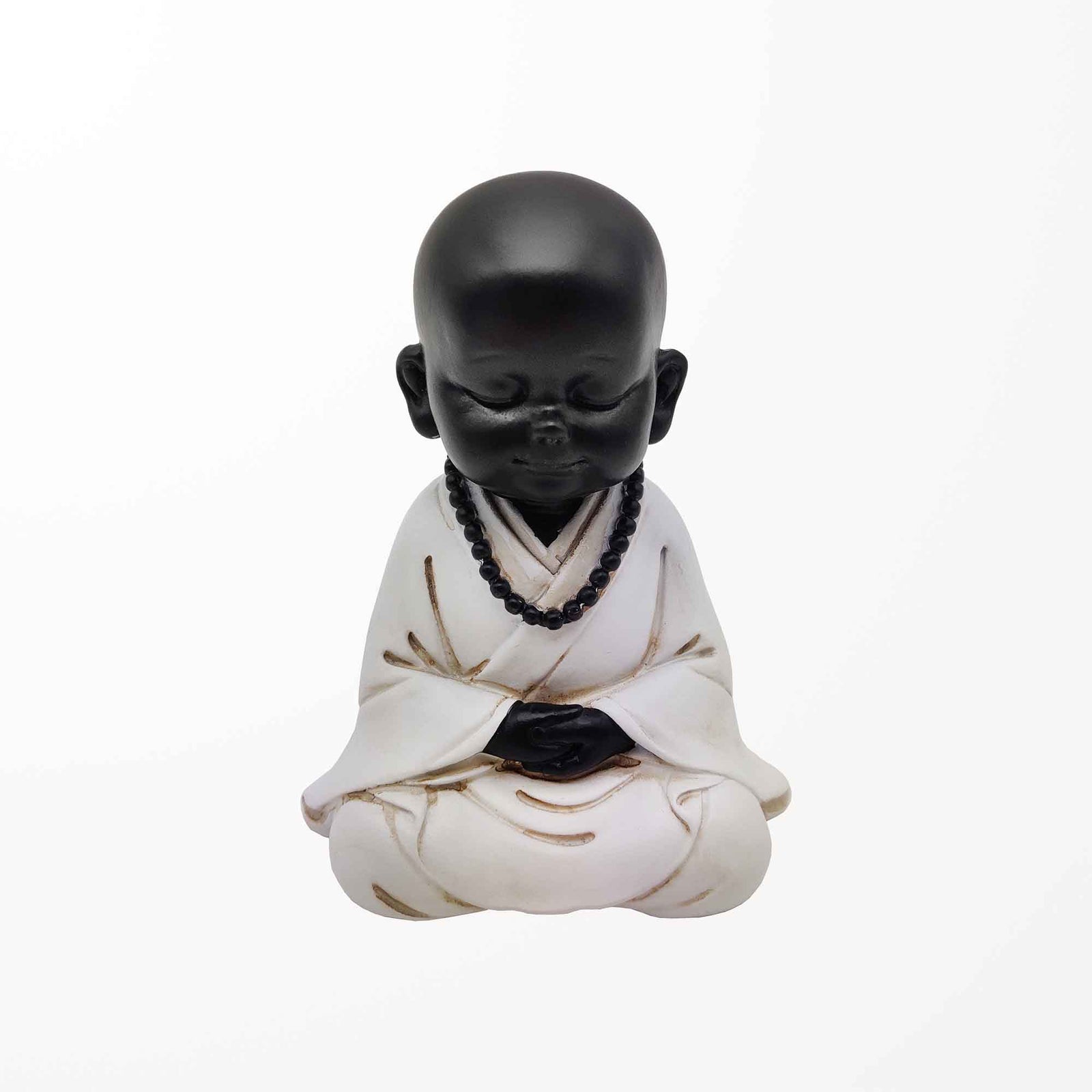 Statue de petit moine en position du lotus, 3-1/4" x 2-1/2" x 4-1/4"