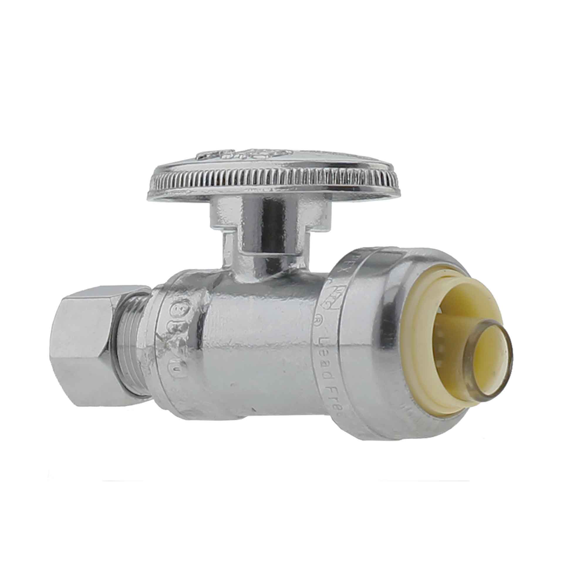 Valve chromée à bille sans plomb de 1/2" FP x 3/8" OD, droit