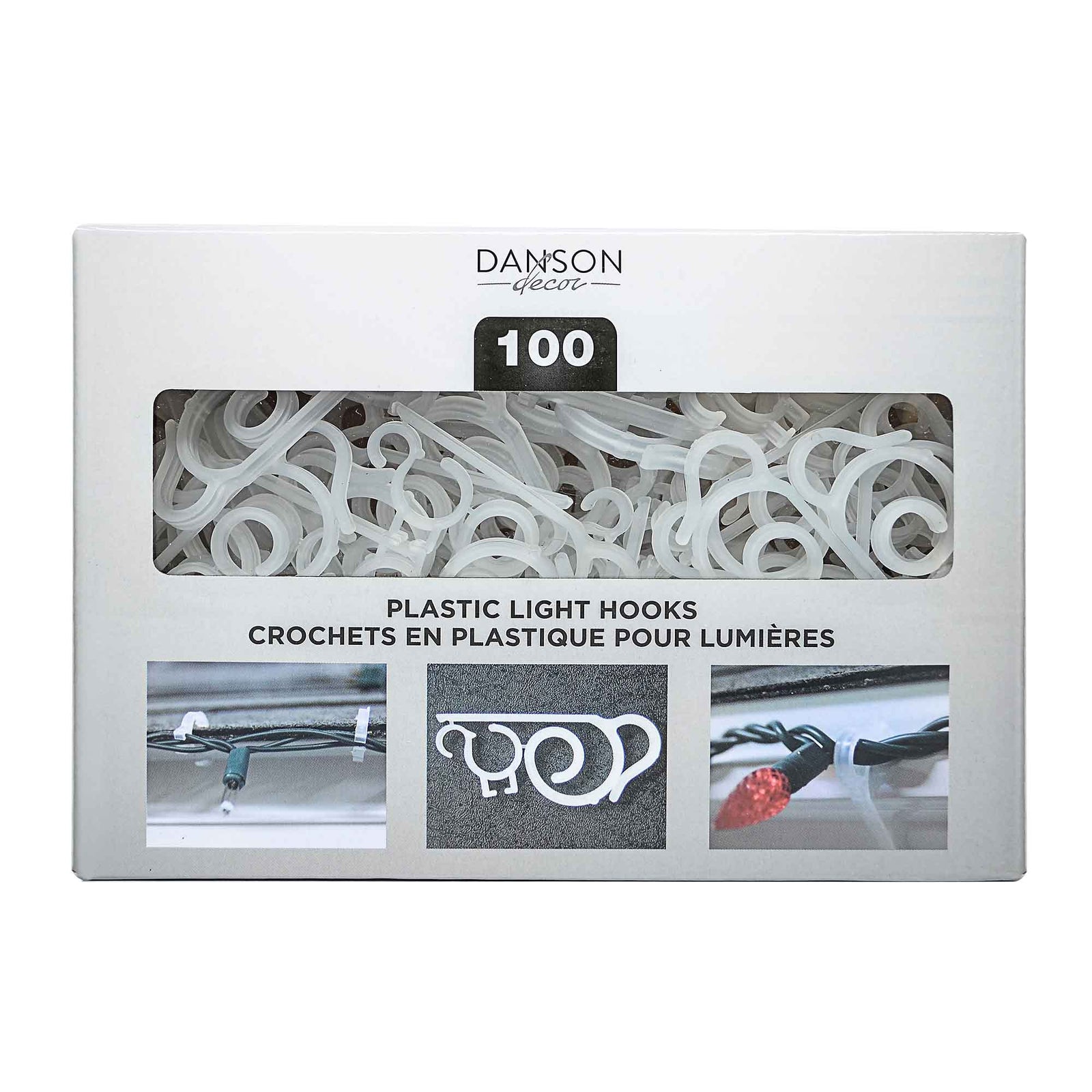 Crochet pour accrocher lumières sur gouttière, 100 unités