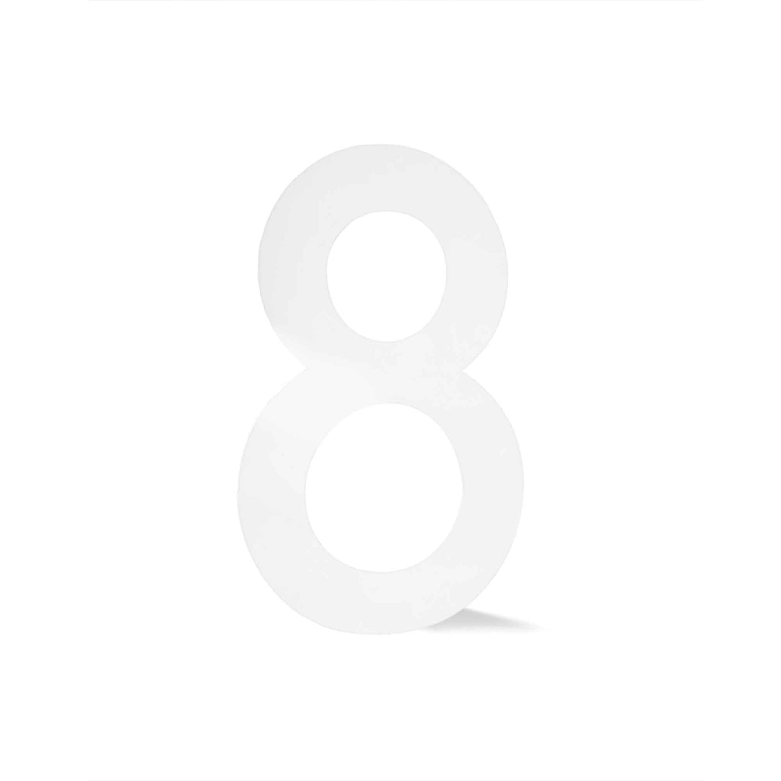 Chiffre autocollant de 4’’en plexiglas, #8 (blanc)
