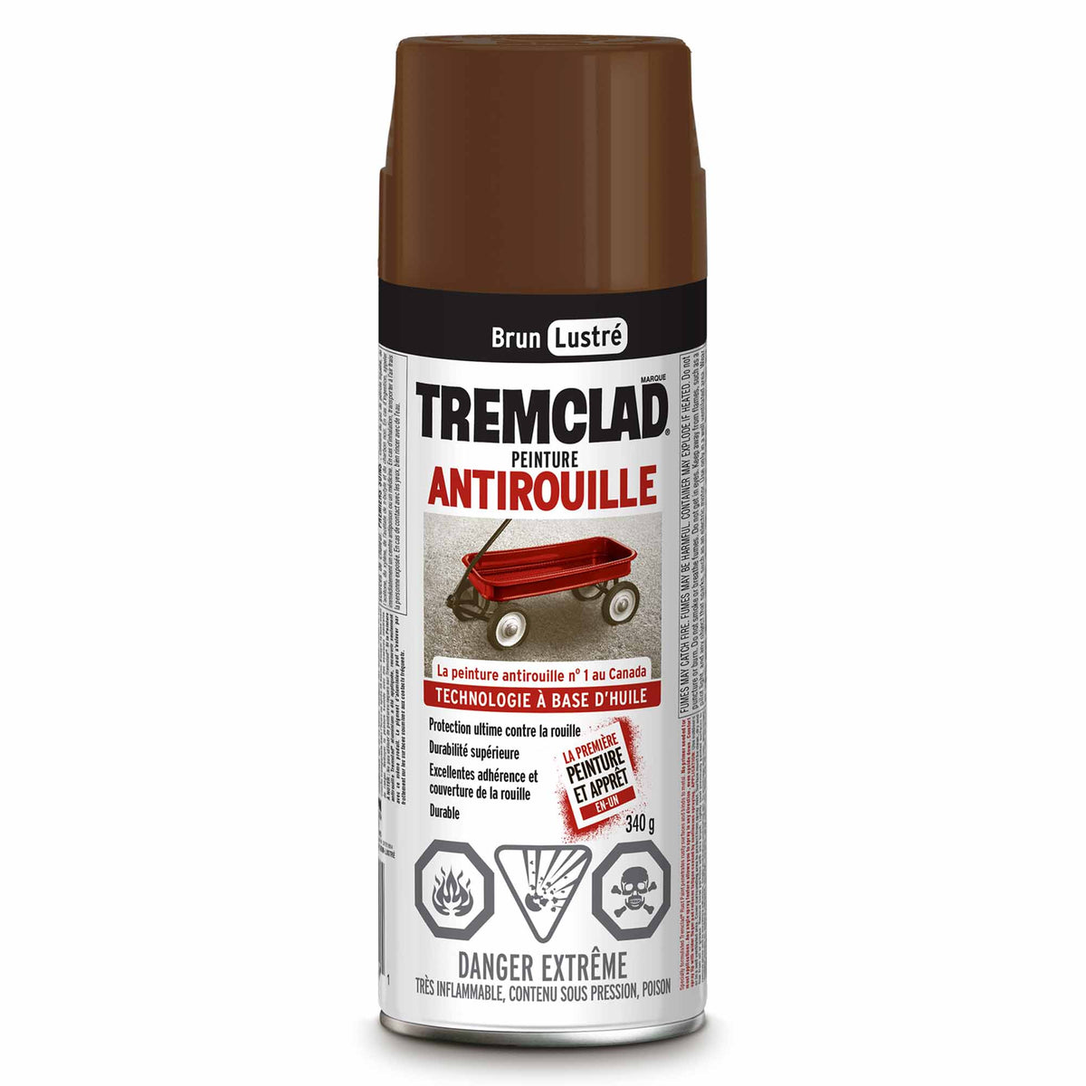 Tremclad peinture aérosol antirouille à base d&#39;huile brun lustré, 340 g