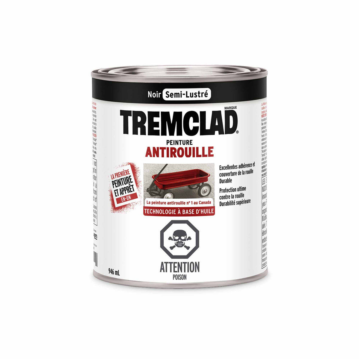 Tremclad peinture antirouille à base d&#39;huile noir semi-lustré, 946 ml