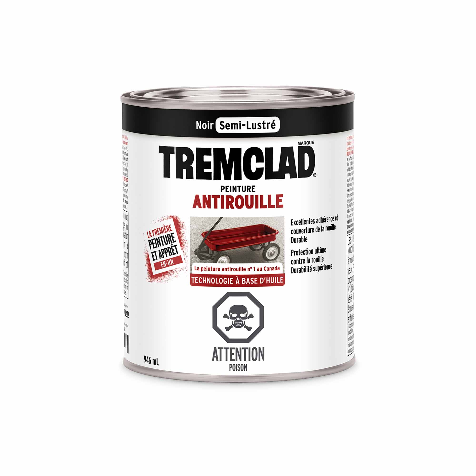 Tremclad peinture antirouille à base d'huile noir semi-lustré, 946 ml