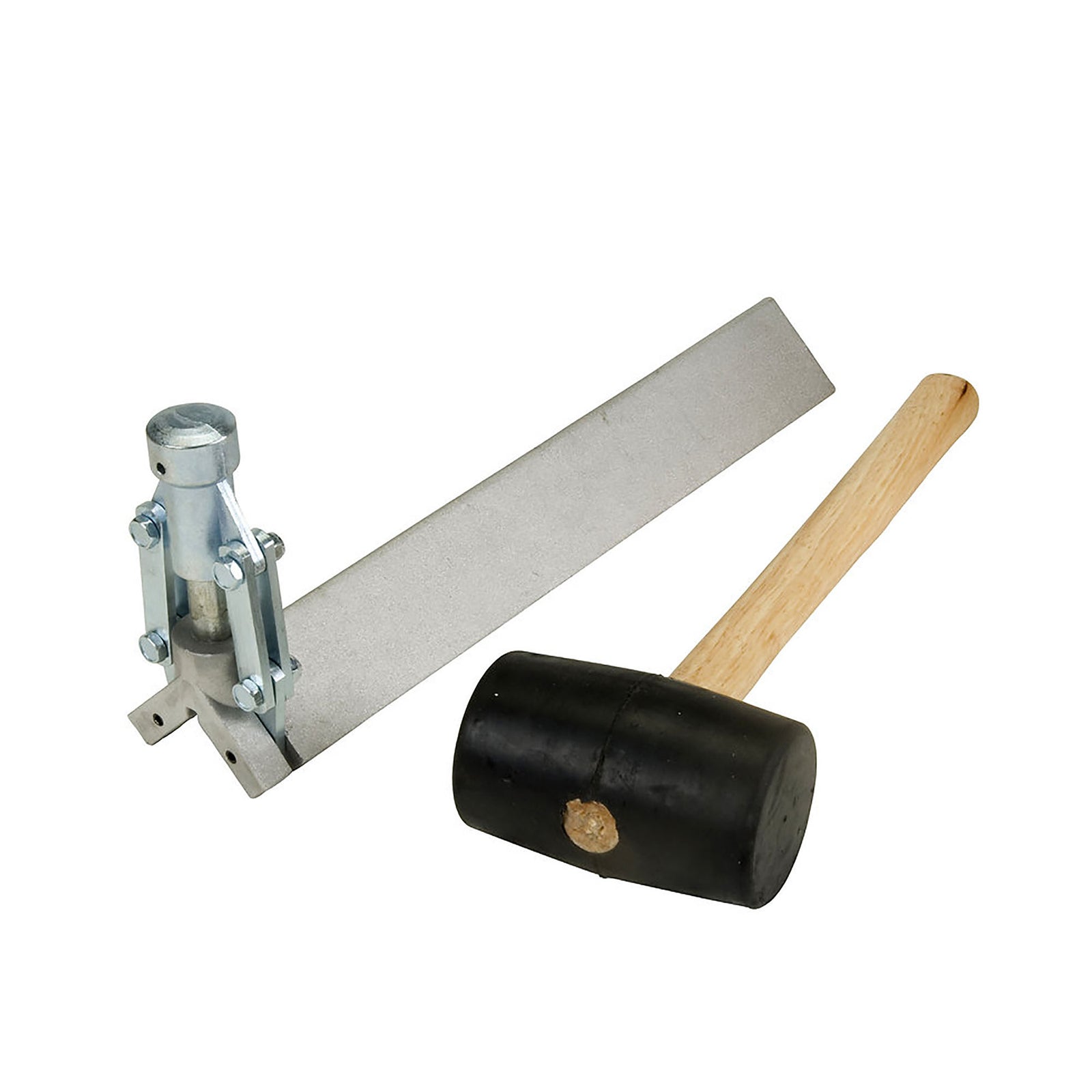 Ensemble d'une agrafeuse de coin et d'un maillet