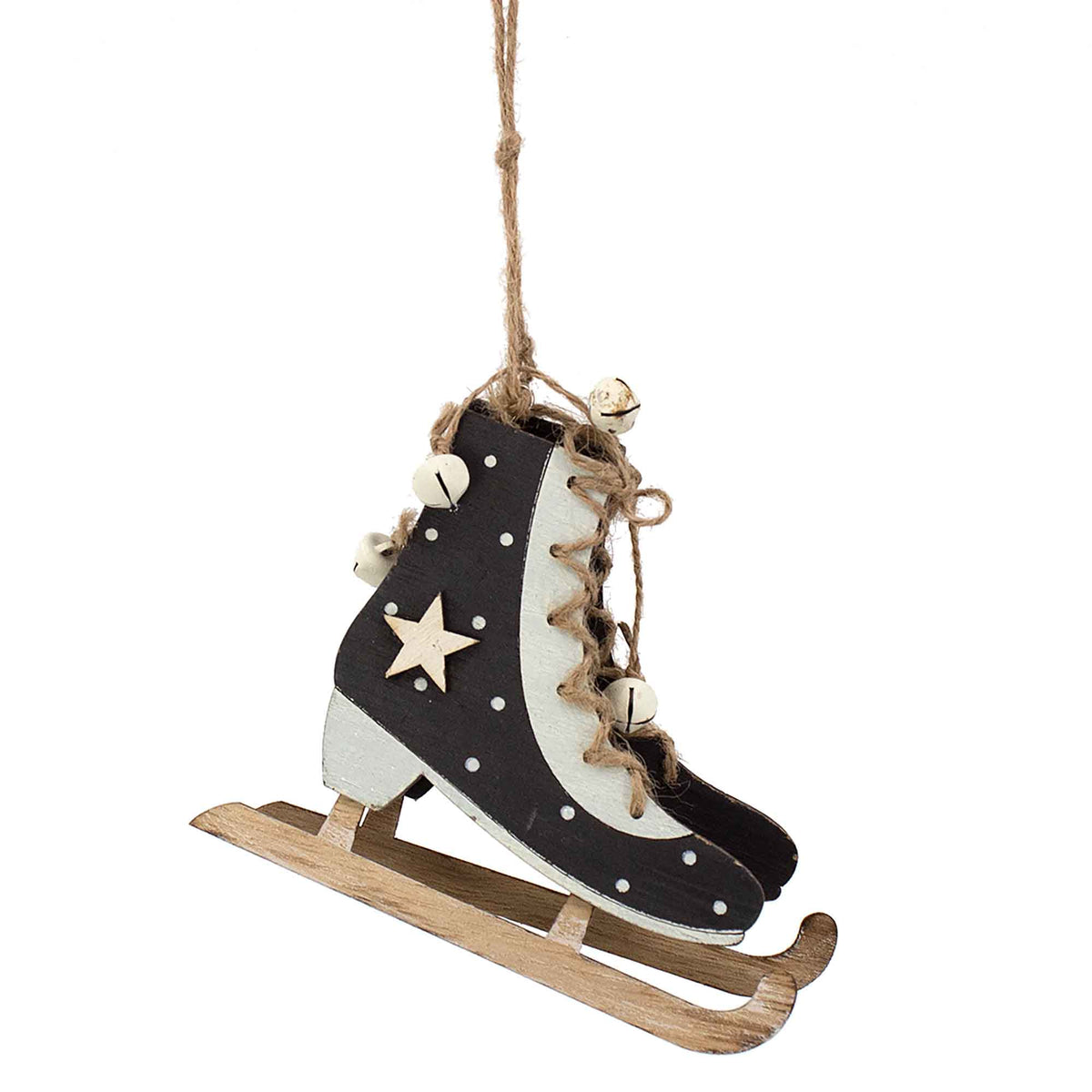Ornement de patins en bois, 5''