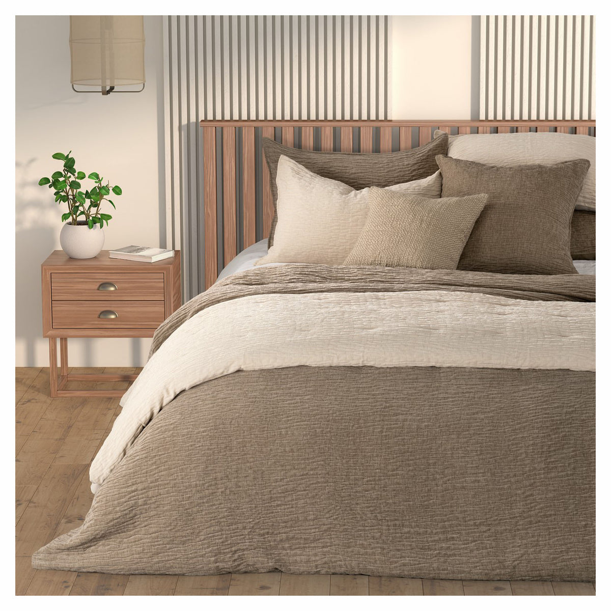 Courtepointe texturée Barbara, taupe (double-queen)