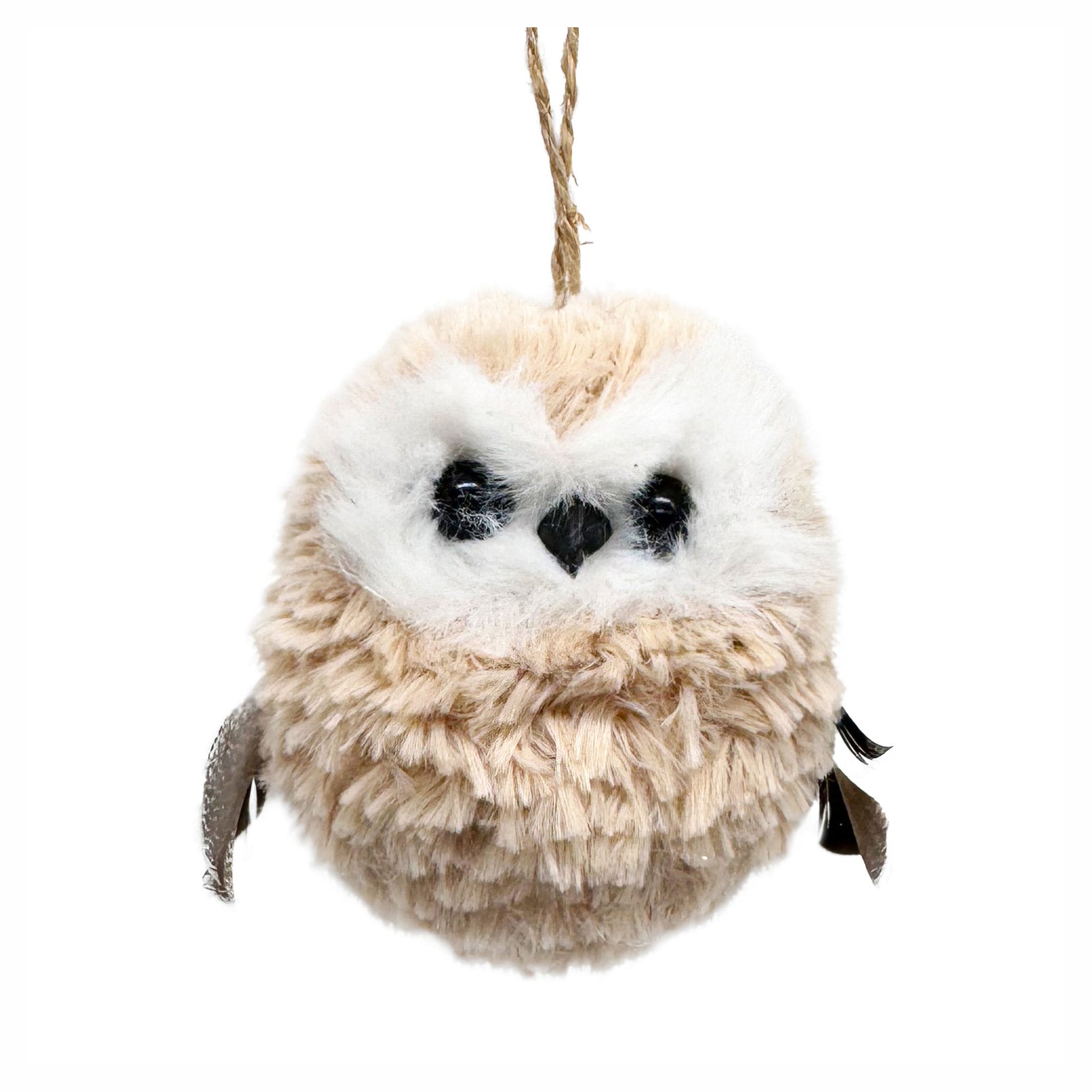 Ornement de hibou en fourrure à suspendre, 3"