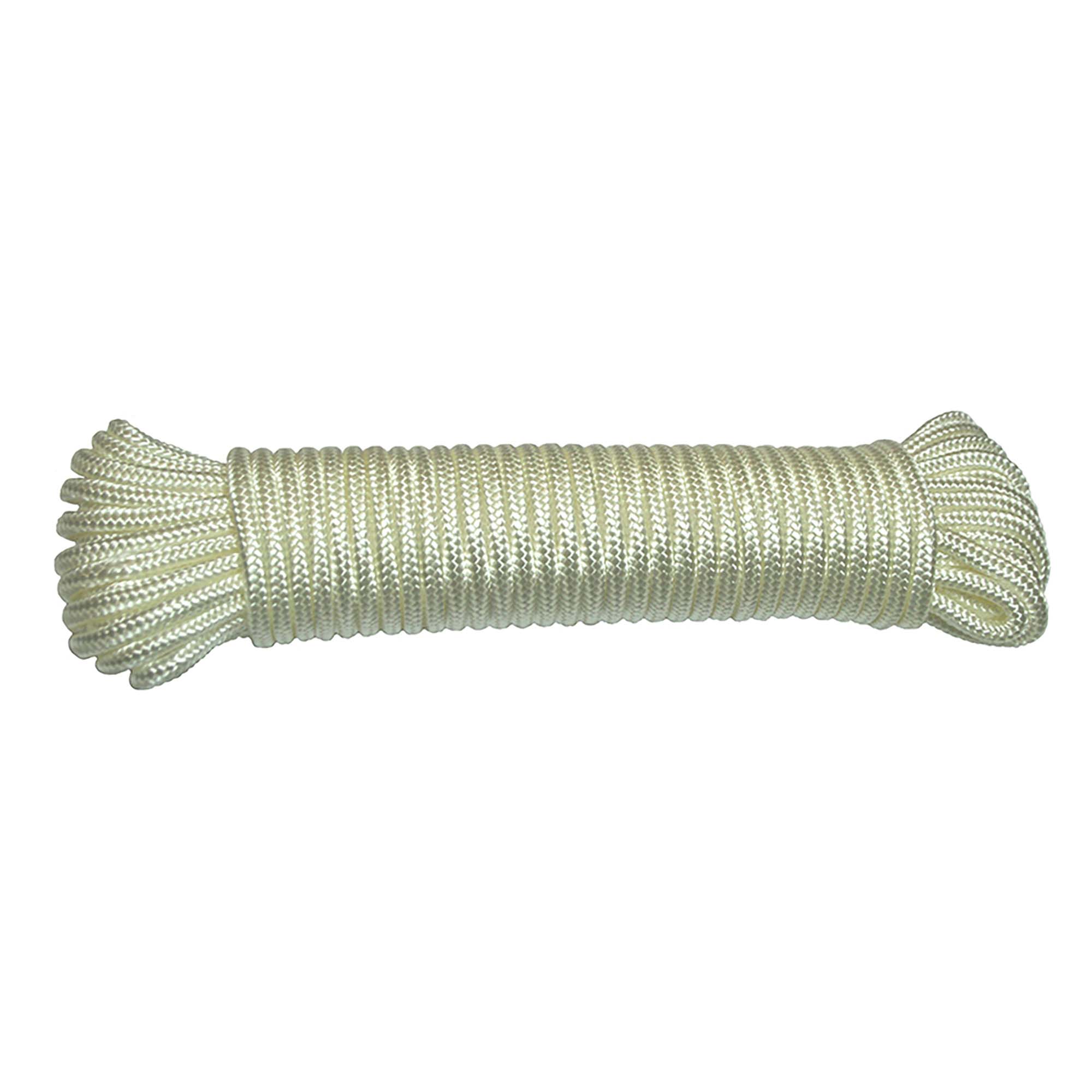 Corde de nylon tressée en losange de 3/16'', blanche - 50'