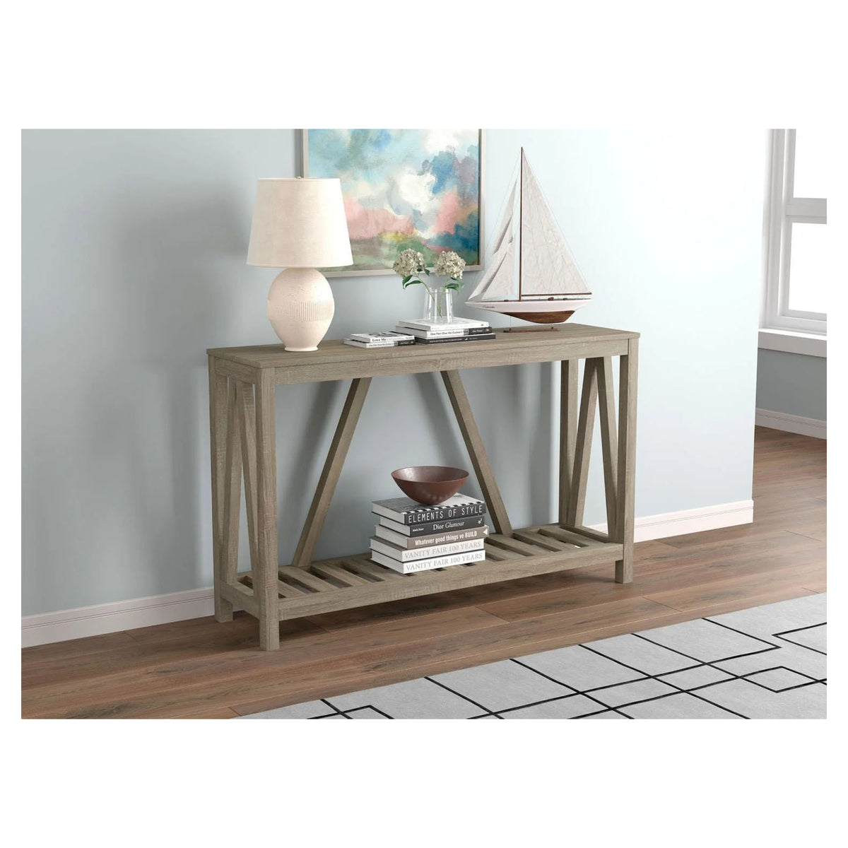 Table console taupe, 52'' x 14'' x 32''