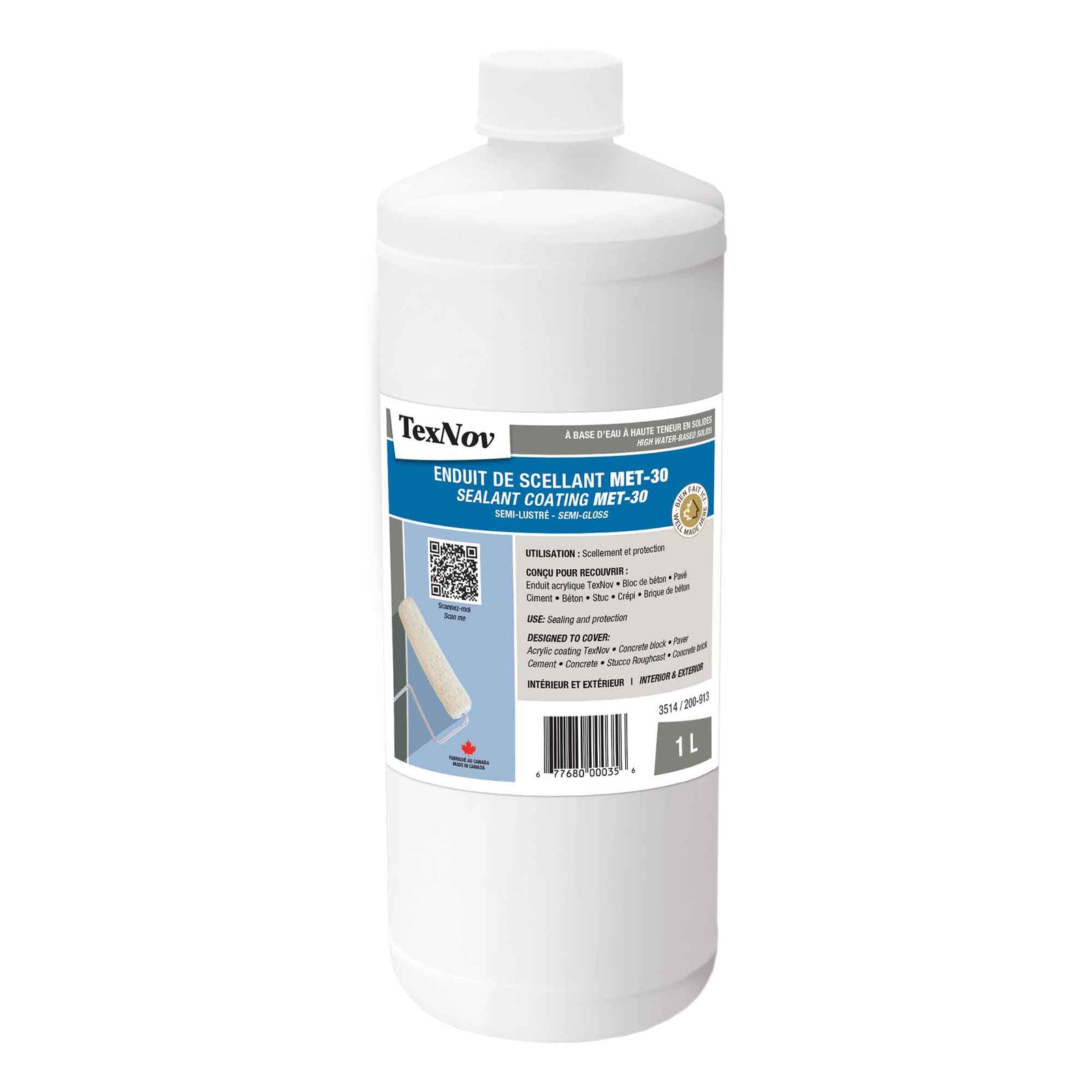 Enduit de scellant Met-30 à base d’eau à haute teneur en solides semi-lustré, 1 L