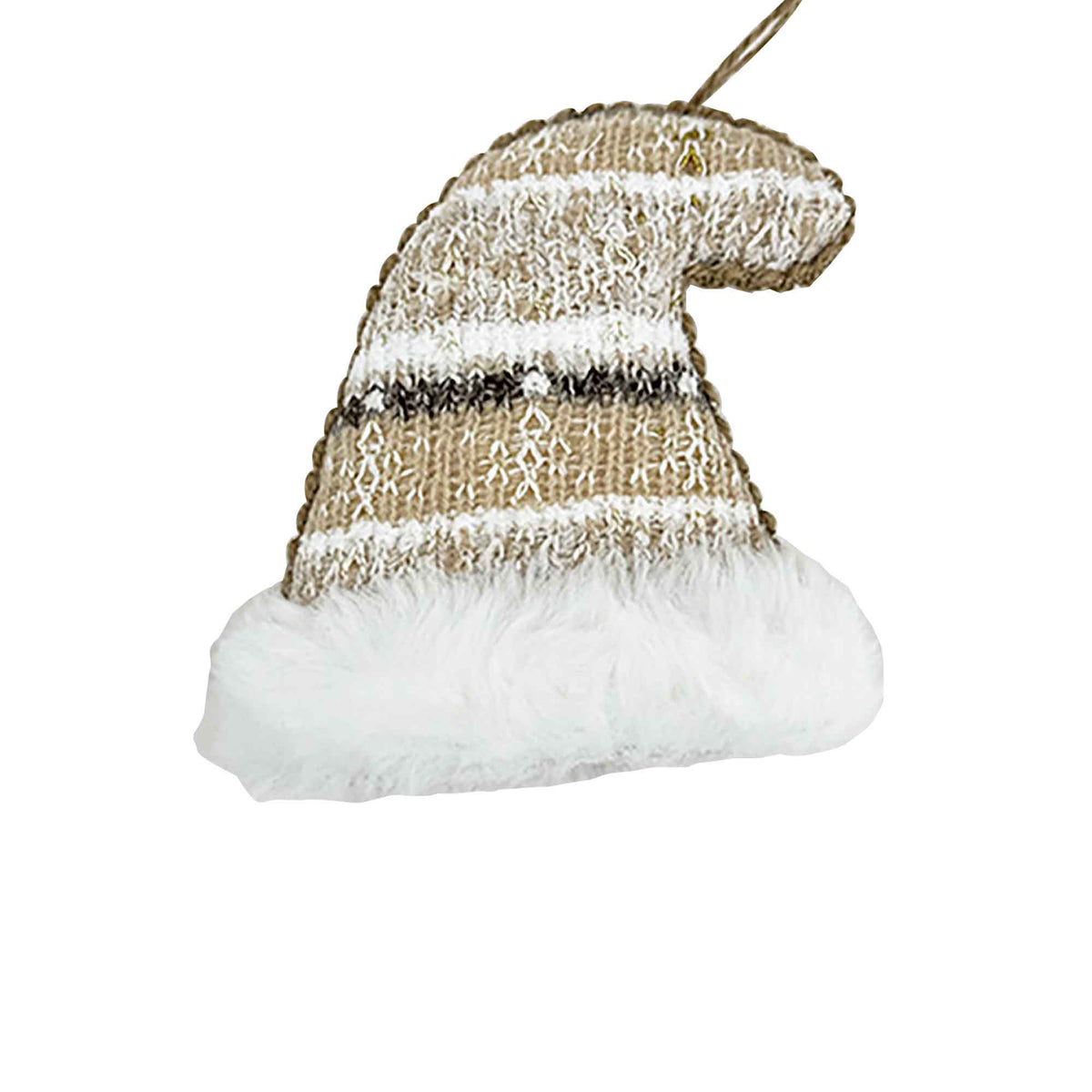 Décoration de chapeau tricoté en tissu beige et blanc à suspendre, 5&quot;