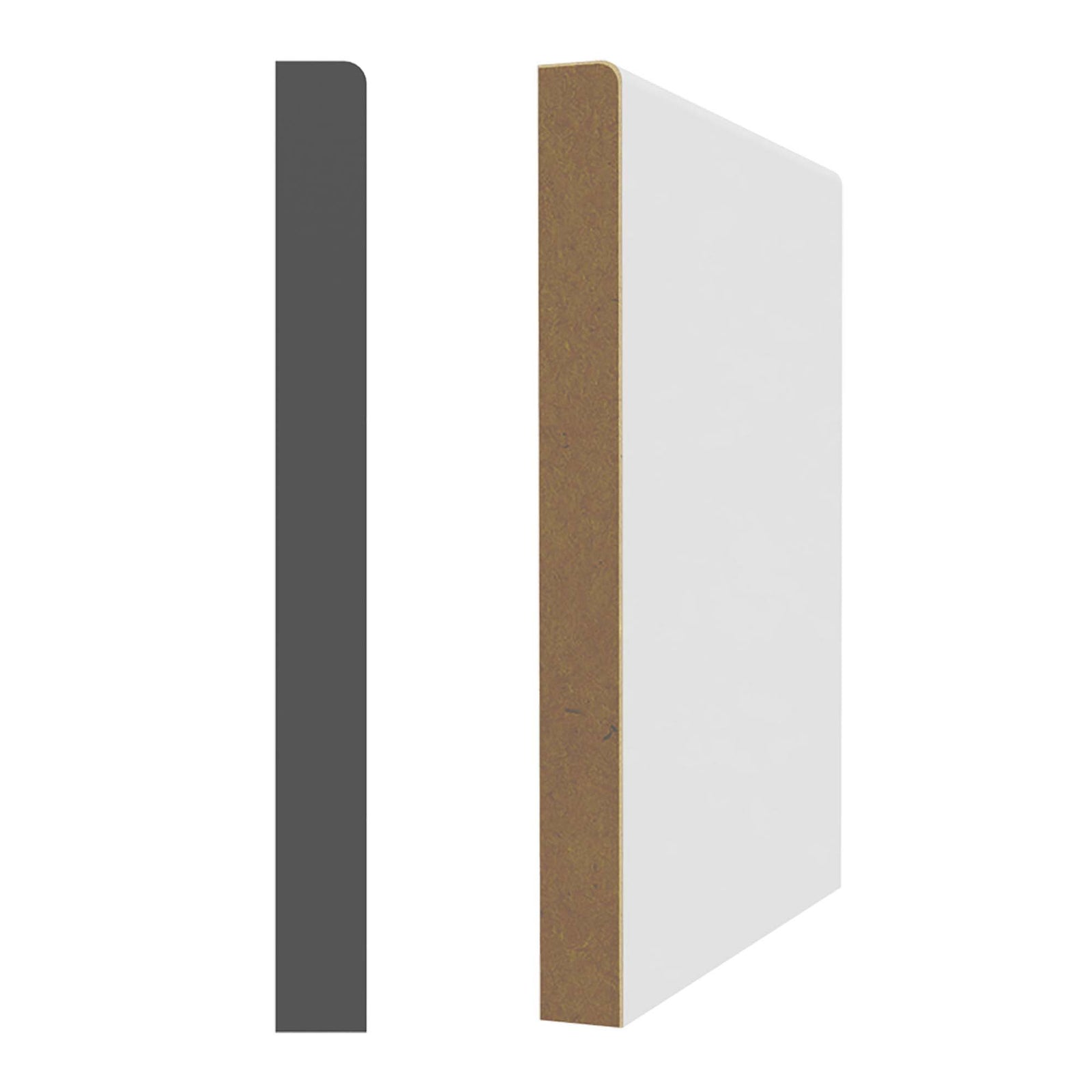 Plinthe en MDF avec apprêt blanc 1/2'' x 5'' x 8'